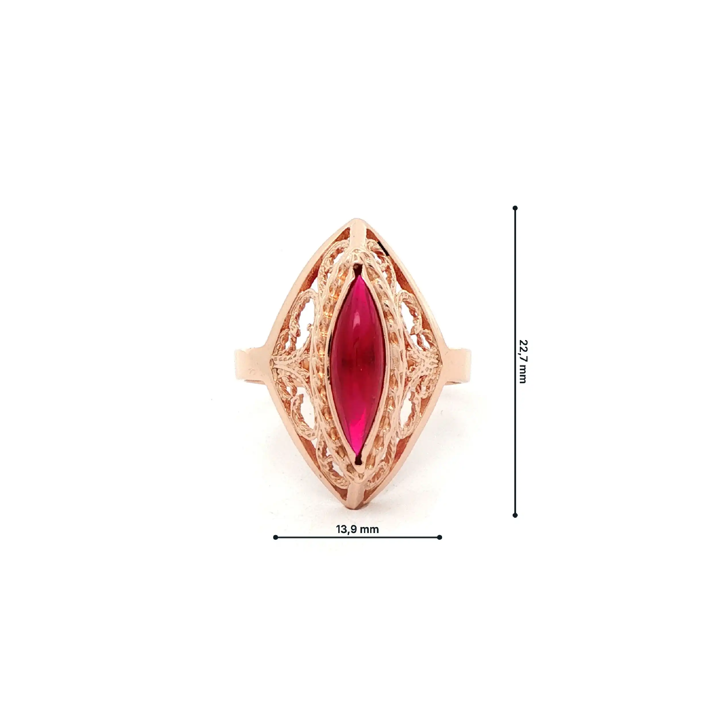 Ring Rotgold mit rotem Farbstein Ring Rotgold mit rotem Farbstein