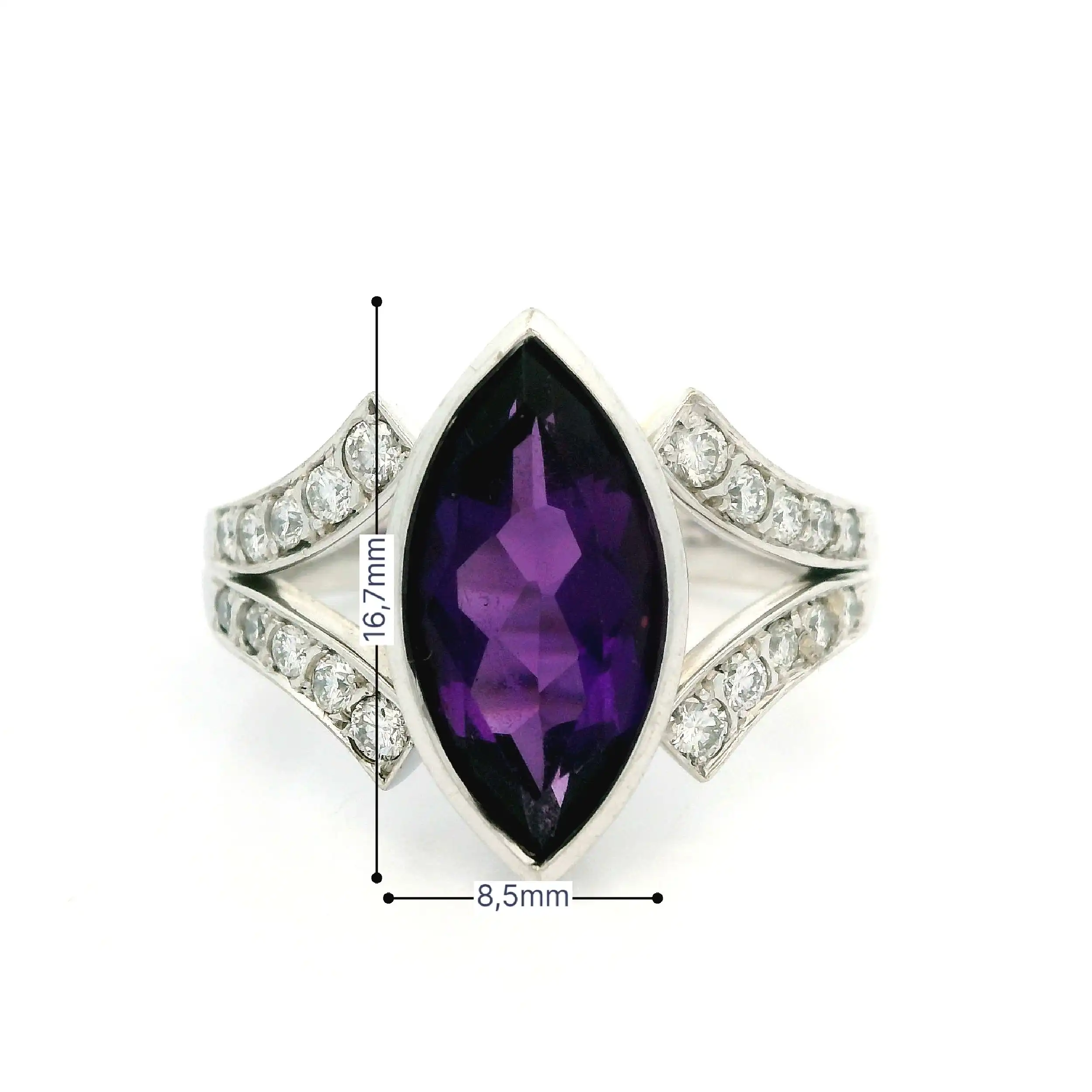 Ring Weißgold mit Brillanten und Amethyst