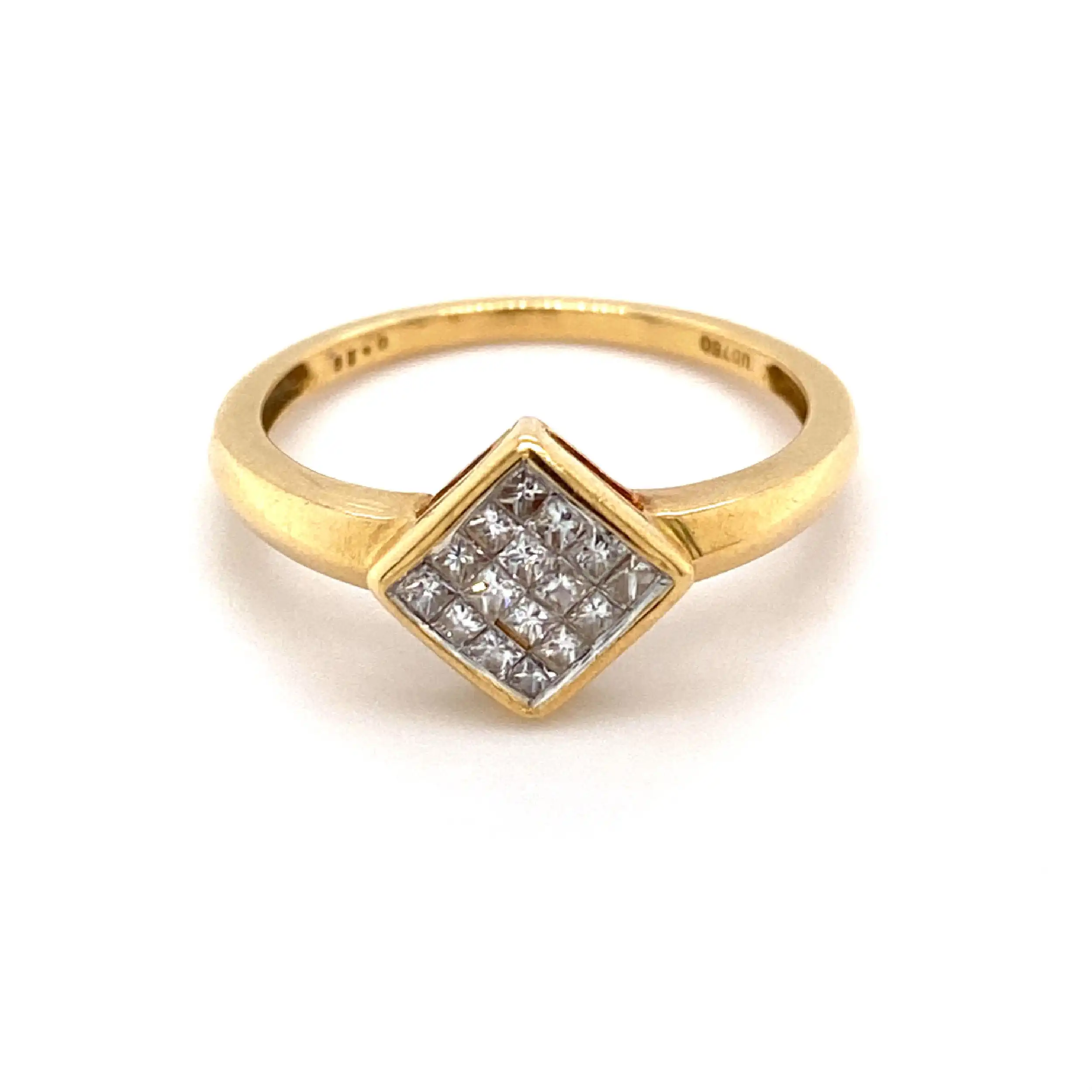 Ring Gelbgold mit Diamanten in Princes-Cut, graviert mit 0,25ct Ring Gelbgold mit Diamanten in Princes-Cut, graviert mit 0,25ct