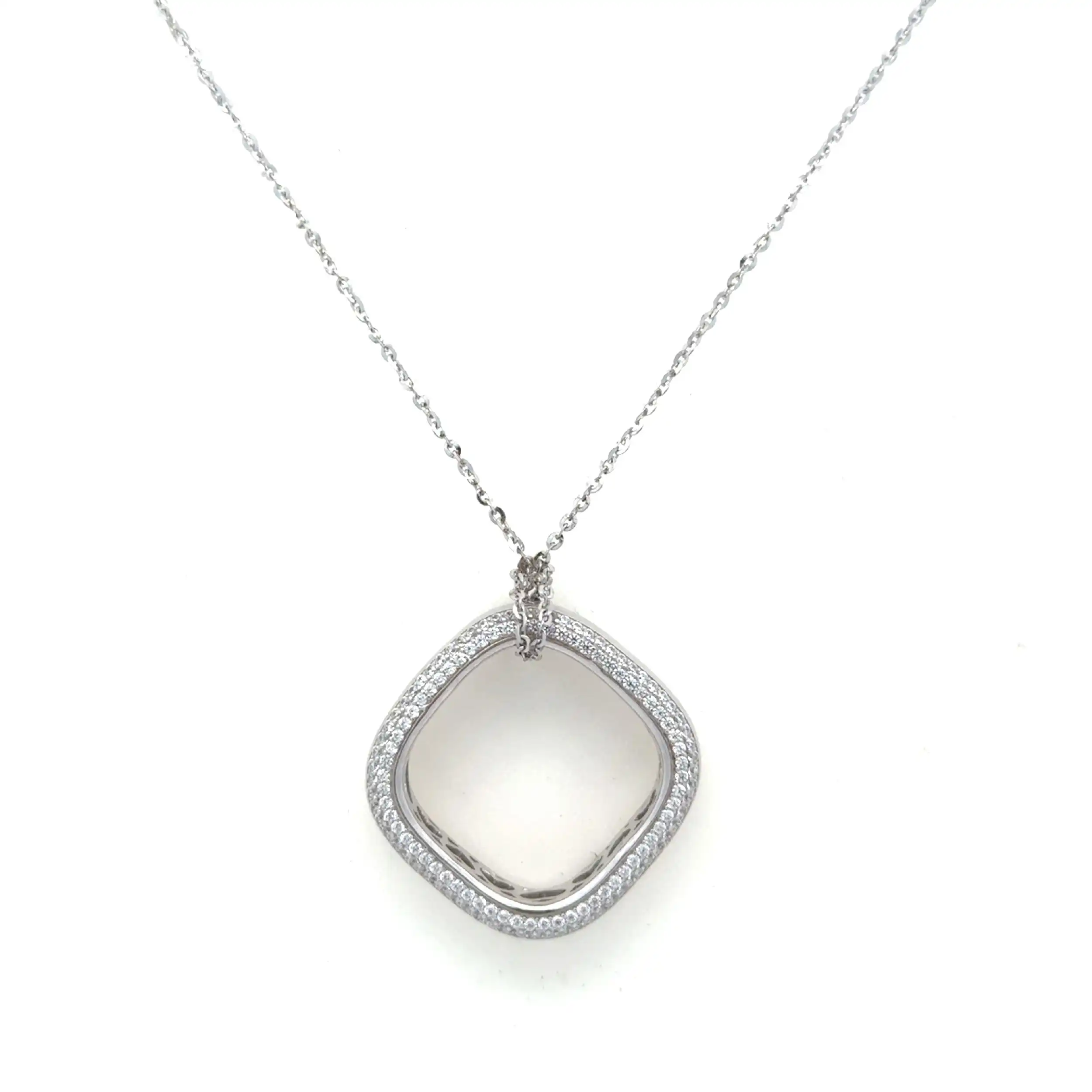 Collier Silber mit eckigem Anhänger mit 248 Zirkonia Collier Silber mit eckigem Anhänger mit 248 Zirkonia