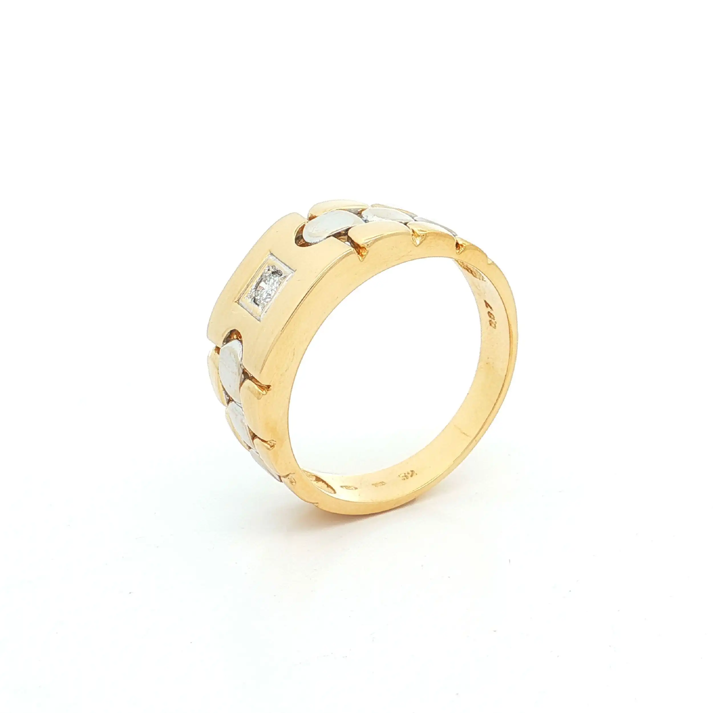 Ring Bicolor mit Brillant, graviert mit 0,07ct Ring Bicolor mit Brillant, graviert mit 0,07ct
