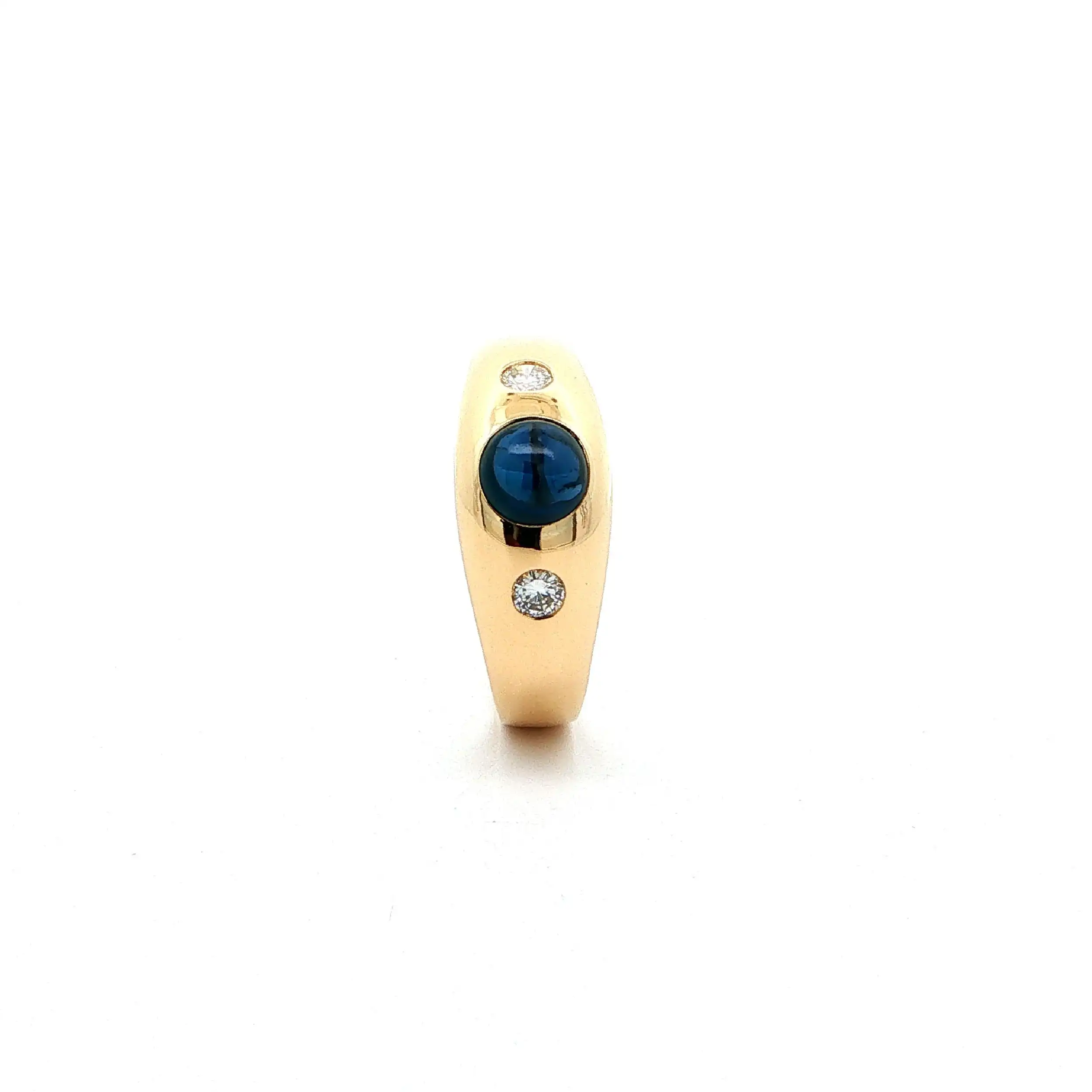 Ring Gelbgold mit Saphir Cabochon & Brillanten