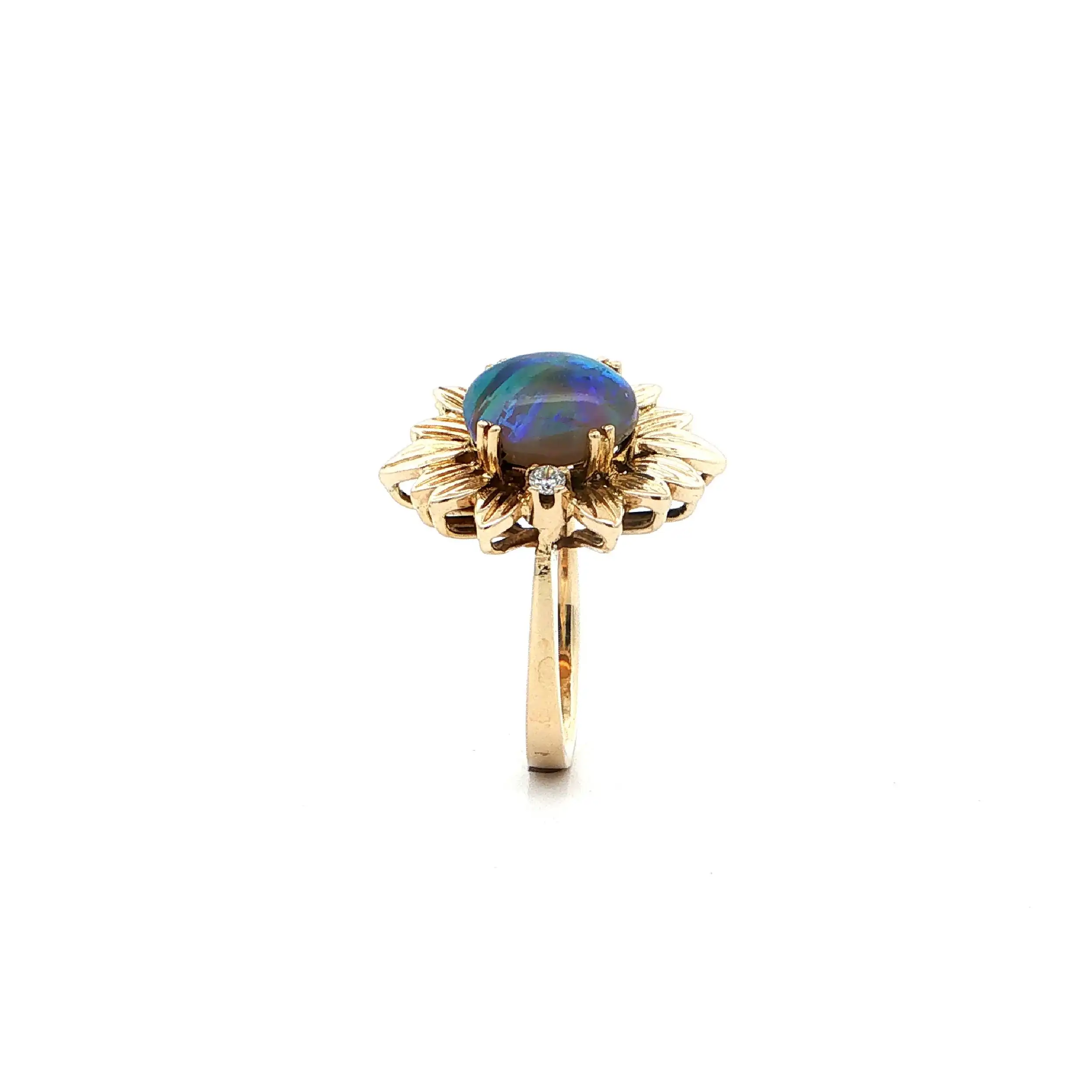 Ring Gelbgold mit Regenbogen-Mondstein & Zirkonia