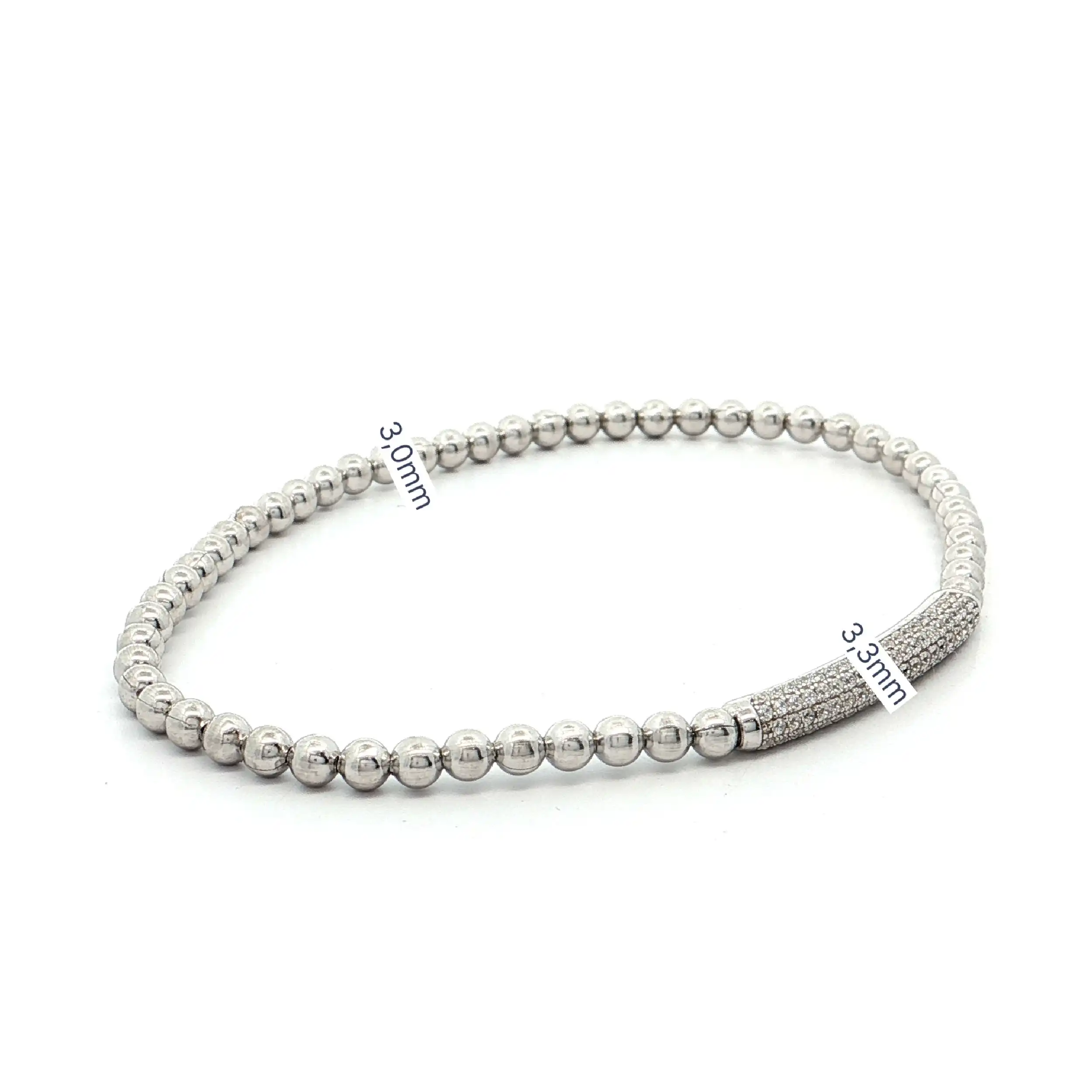 Kügelchenarmband Silber elastisch "Stäbchen" mit Zirkonia Kügelchenarmband Silber elastisch "Stäbchen" mit Zirkonia