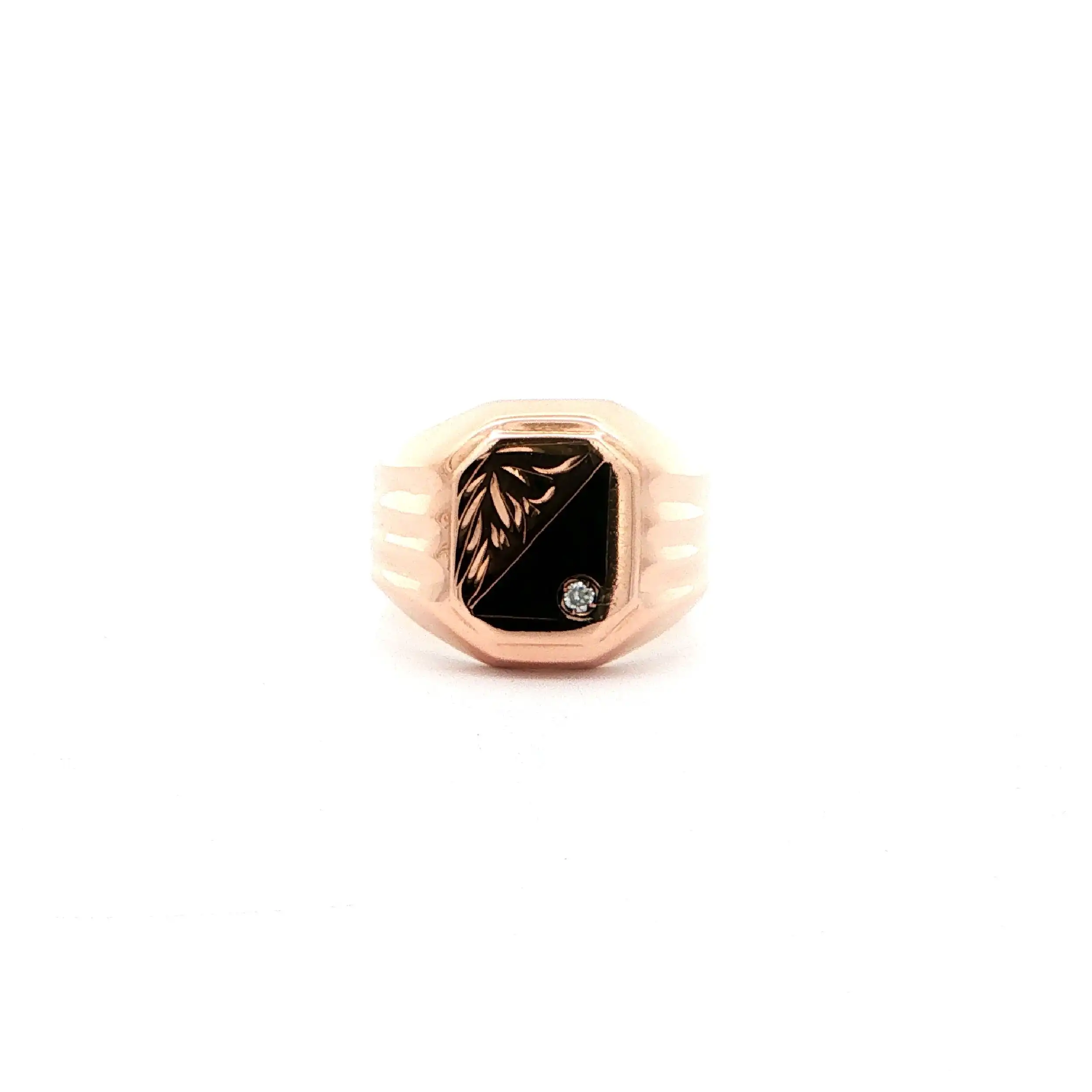 Ring Roségold mit schwarzem Farbstein & Zirkonia