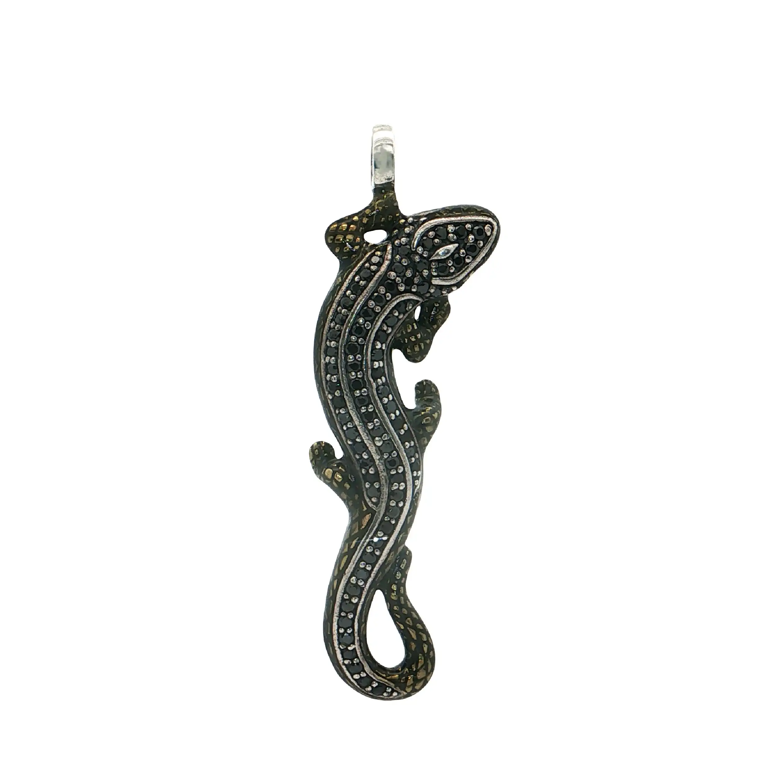 Anhänger Silber "Salamander" mit schwarzen Farbsteinen Anhänger Silber "Salamander" mit schwarzen Farbsteinen