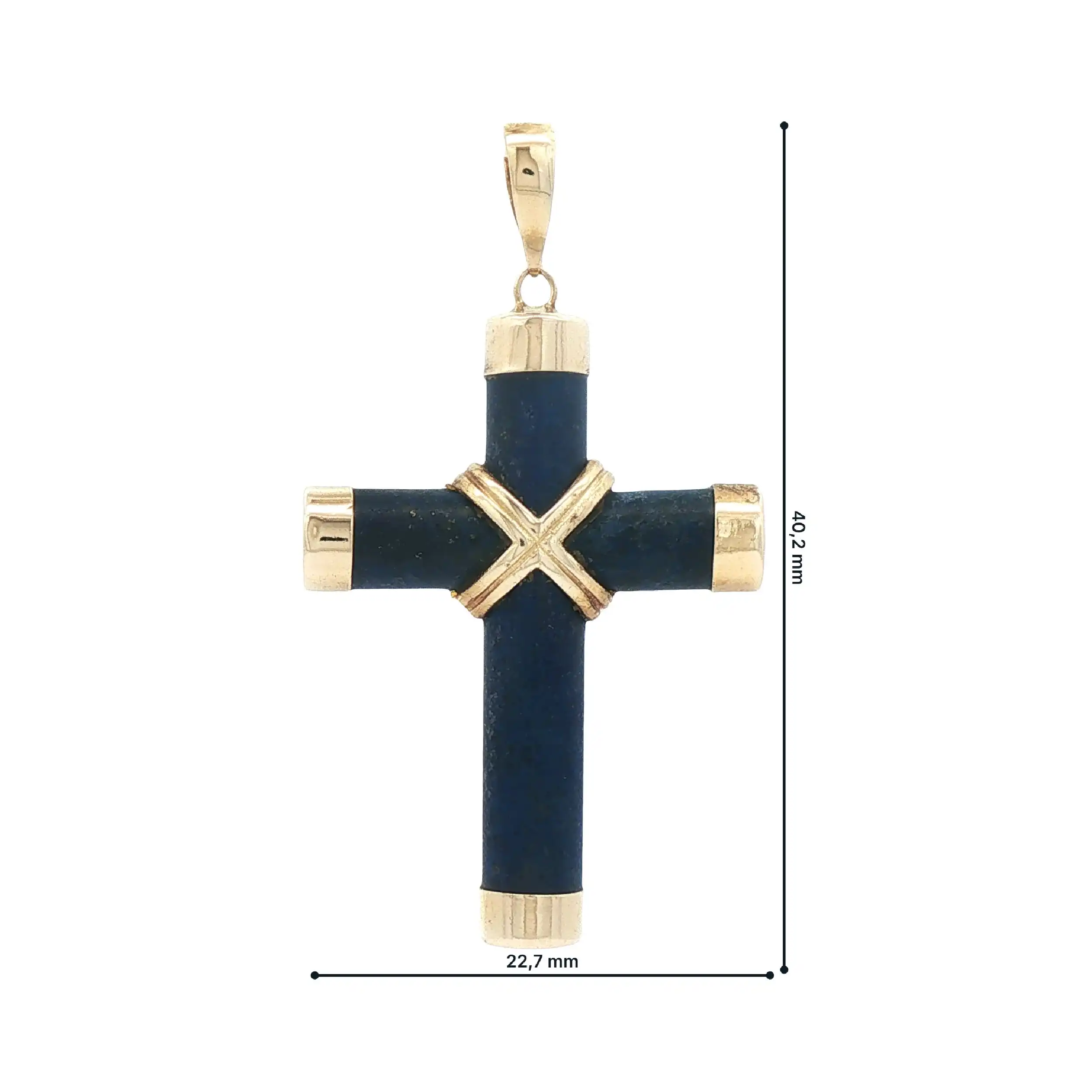 Kreuzanhänger Gelbgold mit Lapis