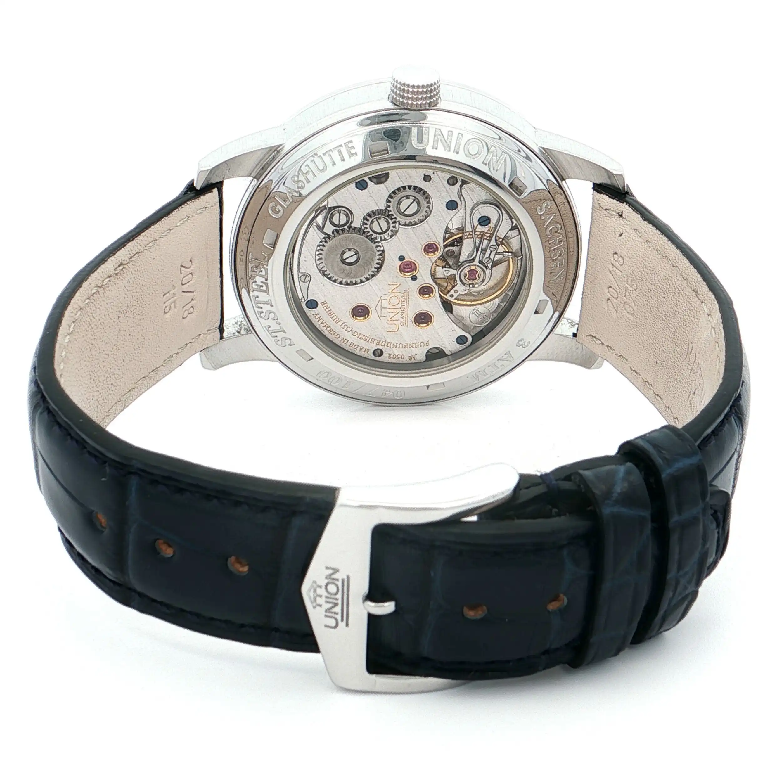 Herrenuhr Union Glashütte Julius Bergter mit Gangreserve & Mondphase Limited Edition mit Box und Papieren