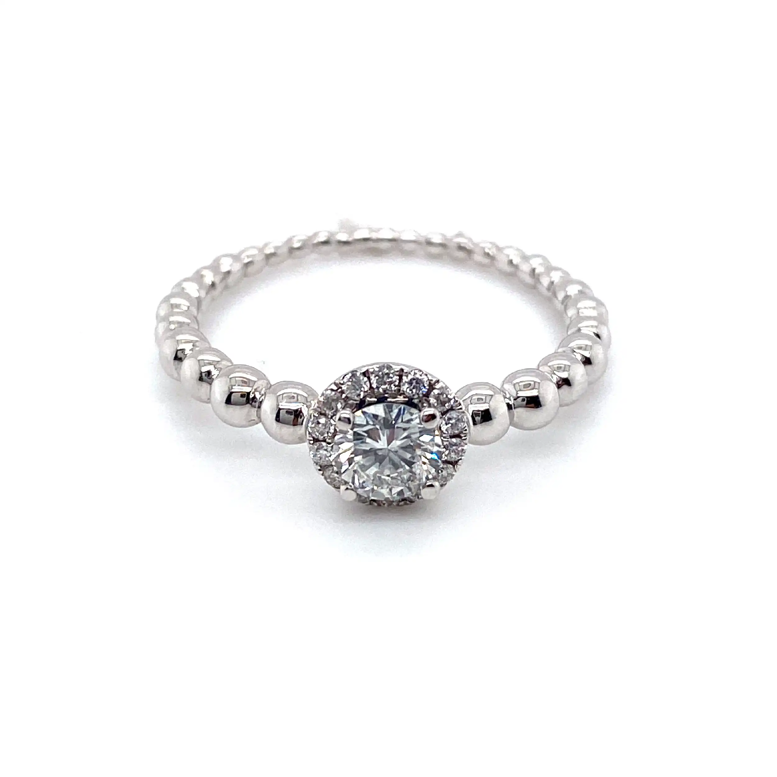 Ring Weißgold mit Solitär 0,35ct und 14 Brillanten zus. 0,11ct TW/Si Ring Weißgold mit Solitär 0,35ct und 14 Brillanten zus. 0,11ct TW/Si