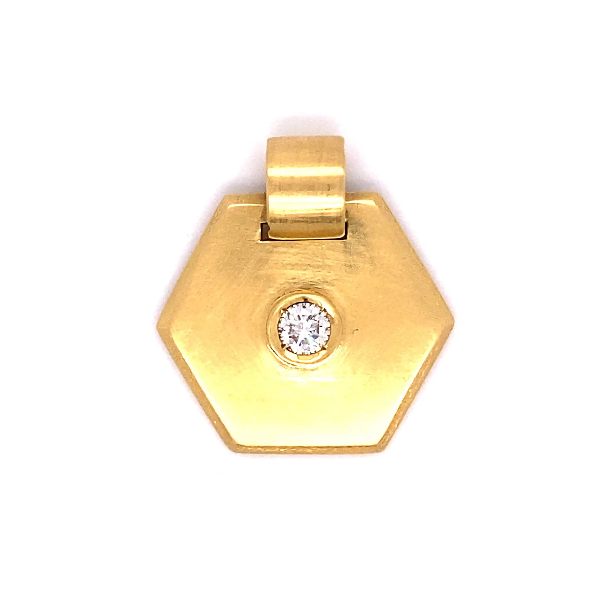 Anhänger Weißgold Hexagon mit Brillant Anhänger Weißgold Hexagon mit Brillant