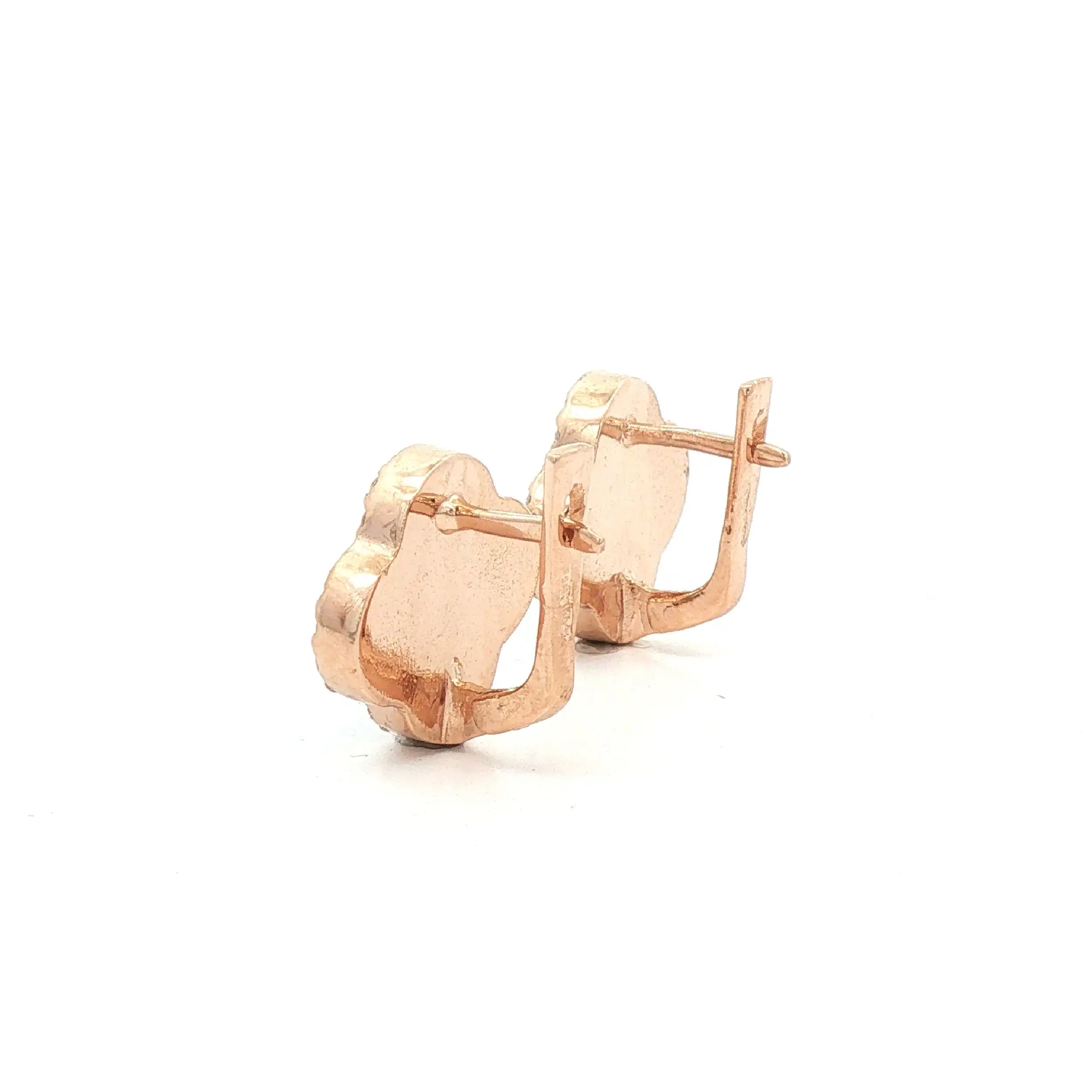 Ohrstecker Rosegold Kleeblatt mit Onyx und Zirkonia
