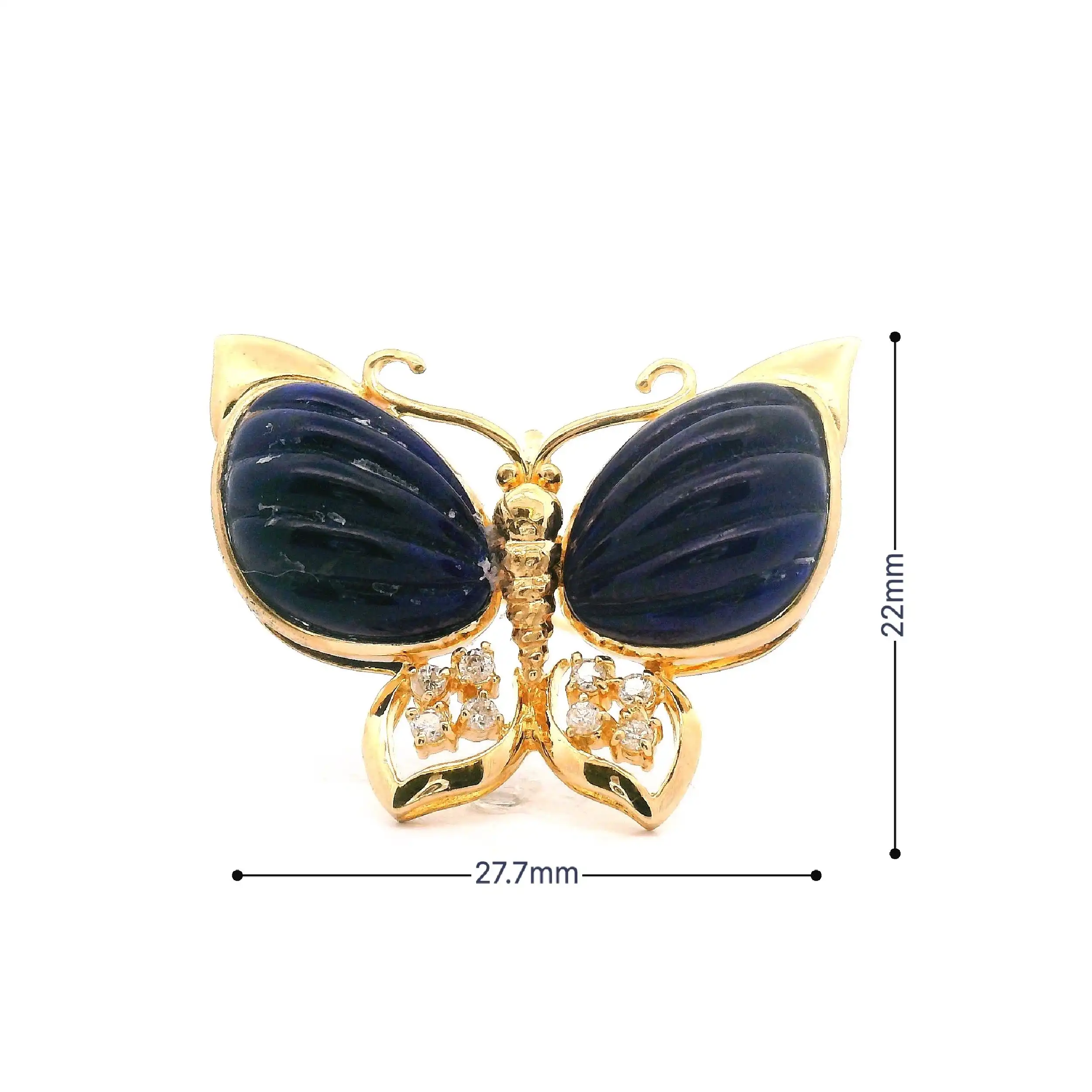 Brosche Schmetterling Gelbgold mit Lapiz und Brillanten Brosche Schmetterling Gelbgold mit Lapiz und Brillanten