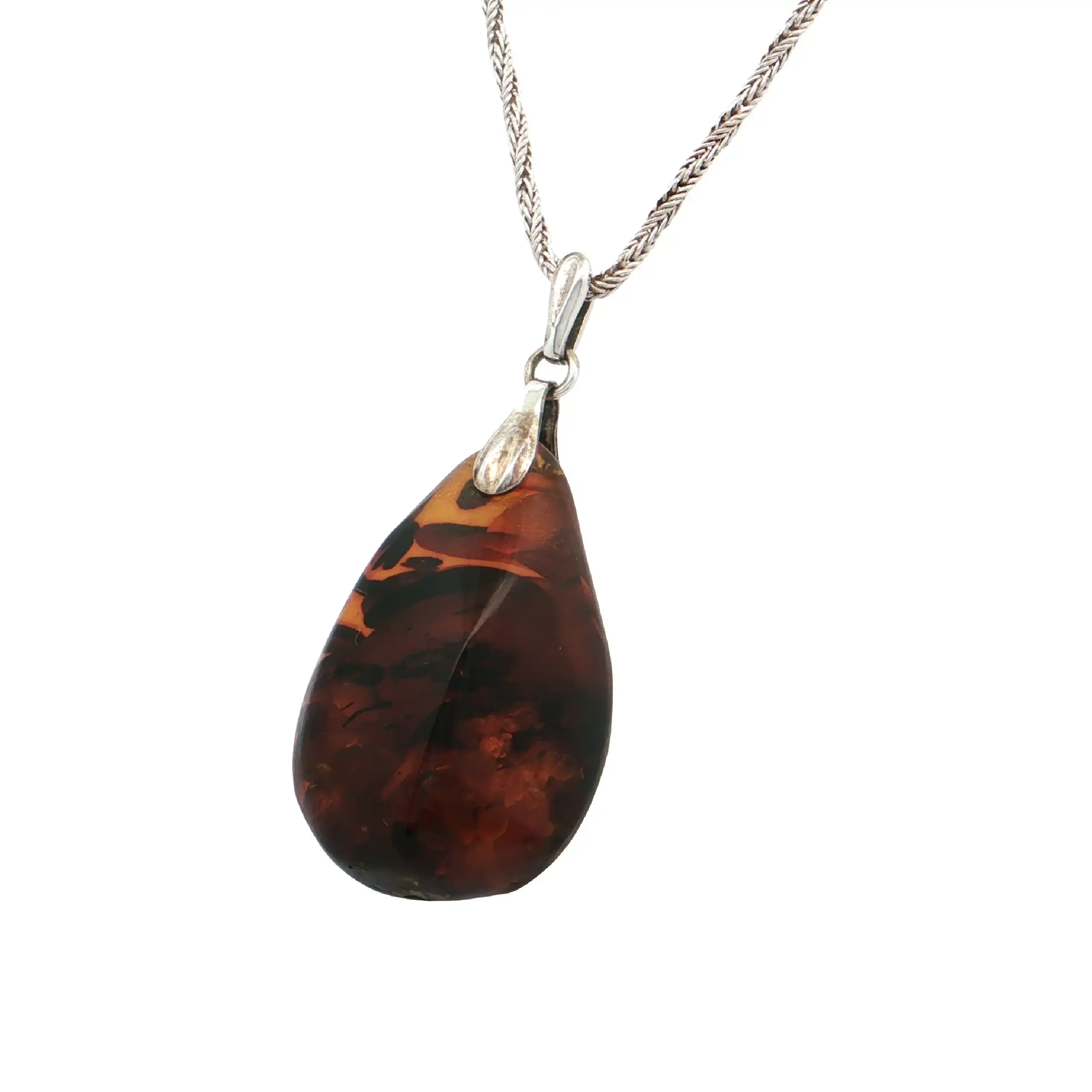 Kette Silber mit Bernsteinanhänger