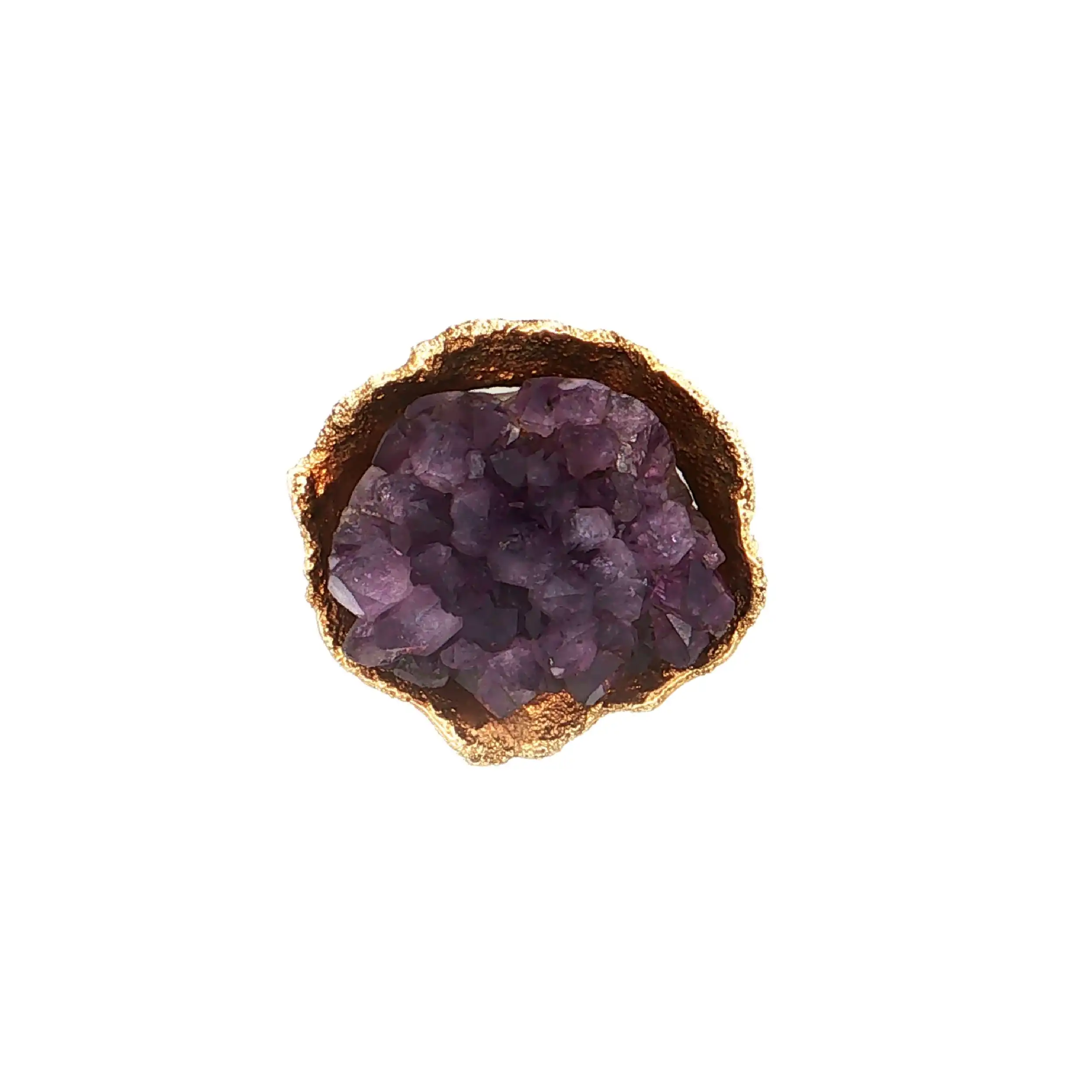 Brosche Gelbgold mit Amethyst Rohstein Brosche Gelbgold mit Amethyst Rohstein