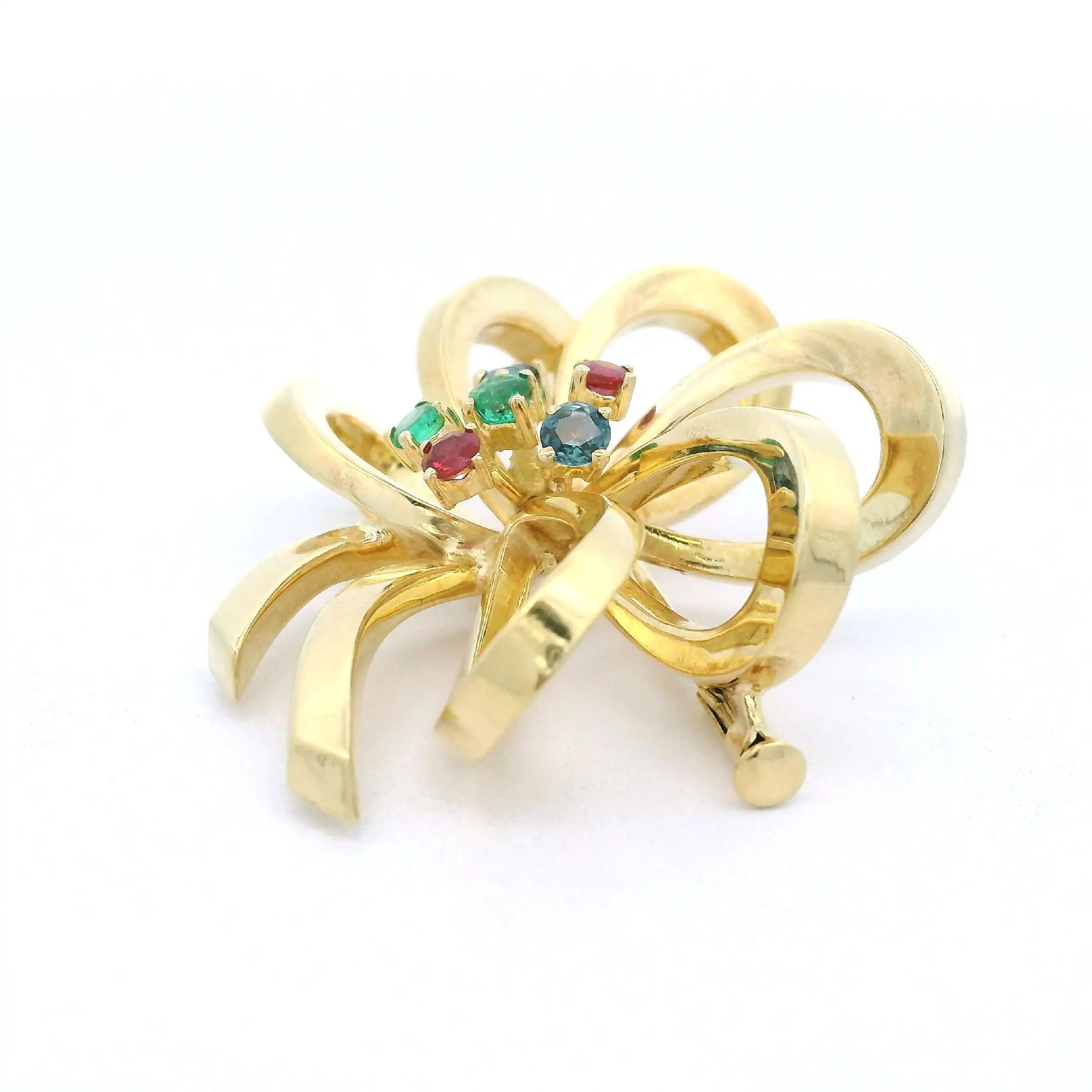 Brosche Gelbgold mit Farbsteinen Brosche Gelbgold mit Farbsteinen