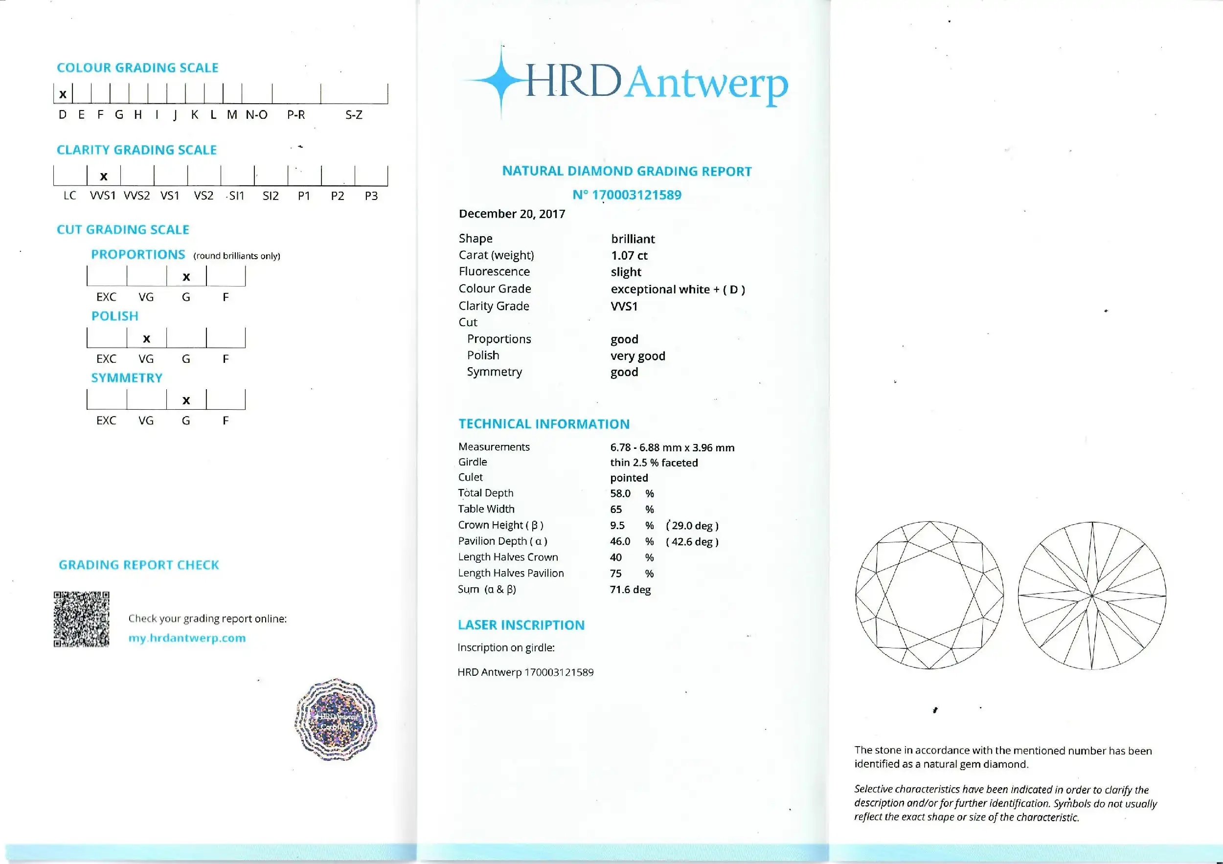 Loser Brillant 1,07 ct R+(D)/VVS1 mit HRD Expertise Loser Brillant 1,07 ct R+(D)/VVS1 mit HRD Expertise