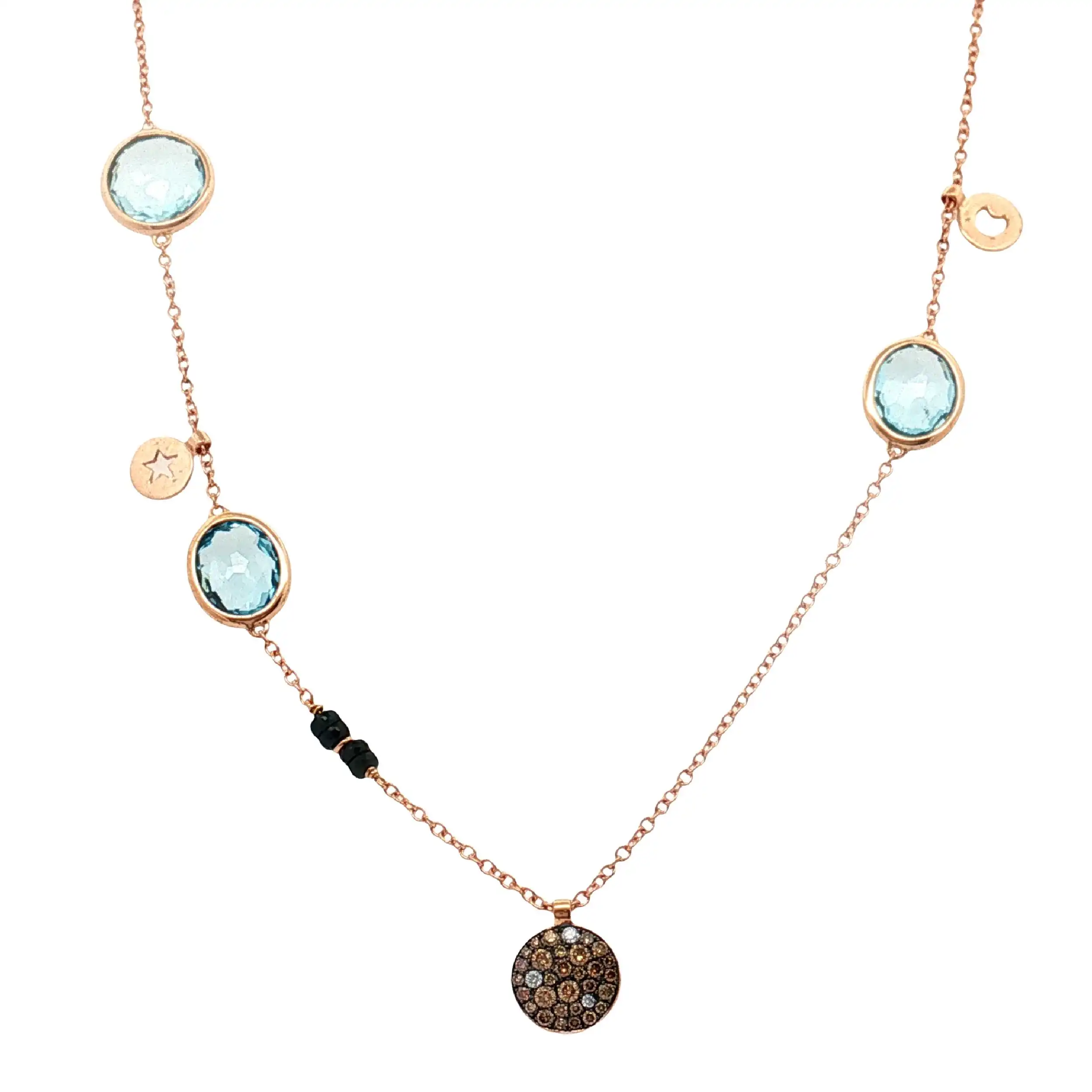Collier Rotgold Al Coro mit Topas, Saphir und Diamanten Collier Rotgold Al Coro mit Topas, Saphir und Diamanten