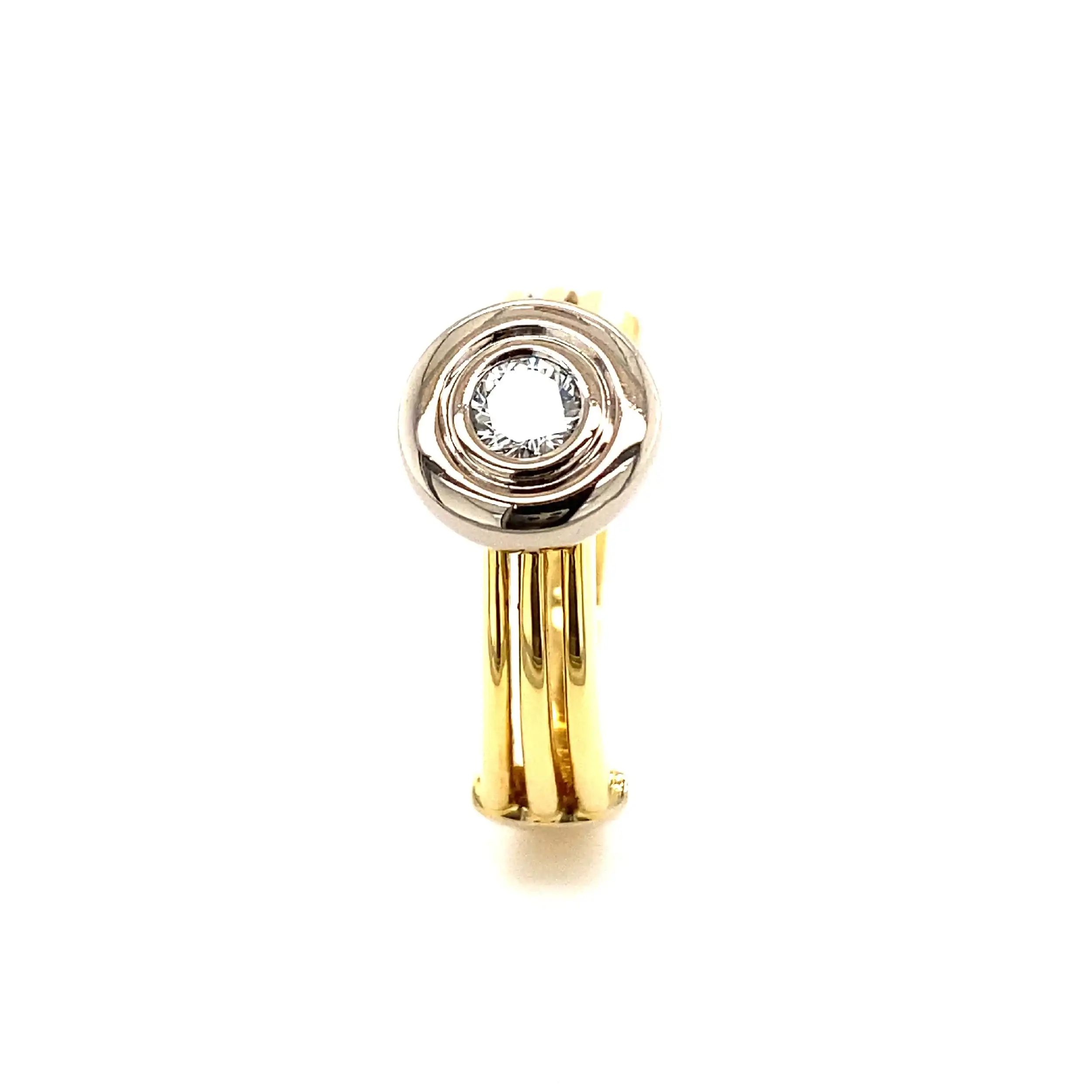 Ring Bicolor mit Brillant Solitär, graviert mit 0,25ct.