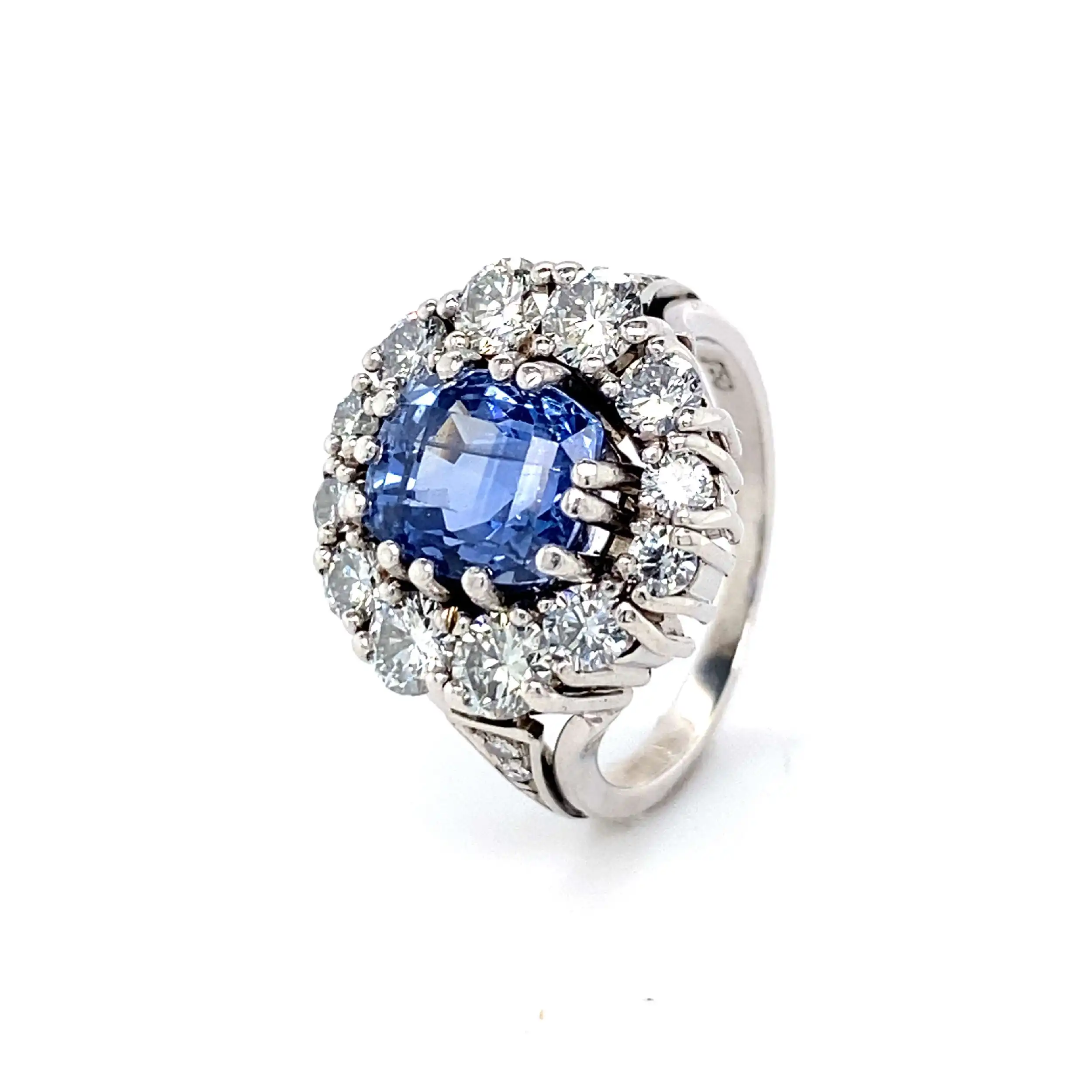 Ring Weißgold mit Saphir, Diamanten und Brillanten, mit EPL Expertise