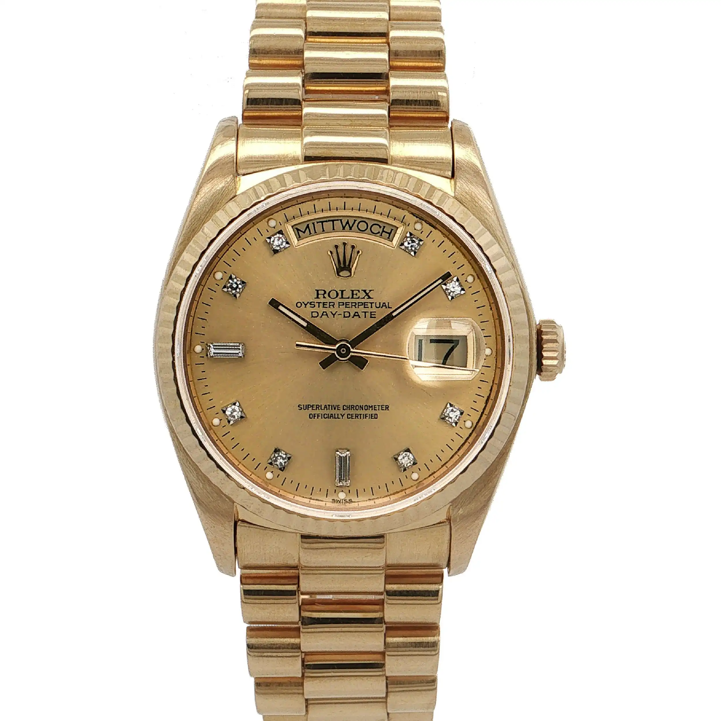 Herrenuhr Rolex DayDate Ref.18038 Gelbgold mit Revisionsbeleg aus 2026