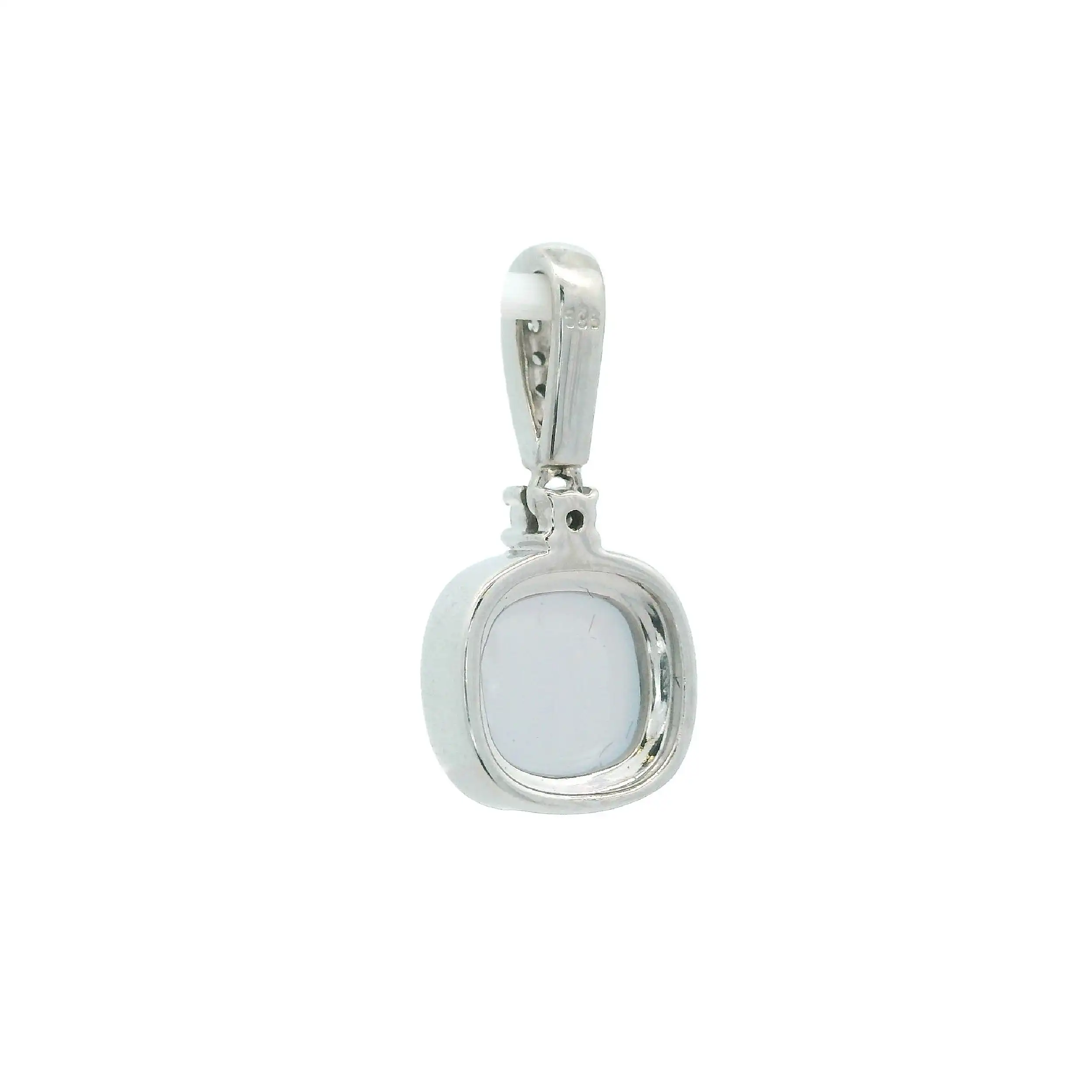 Anhänger Weißgold mit Brillanten und Chalcedon Cabochon