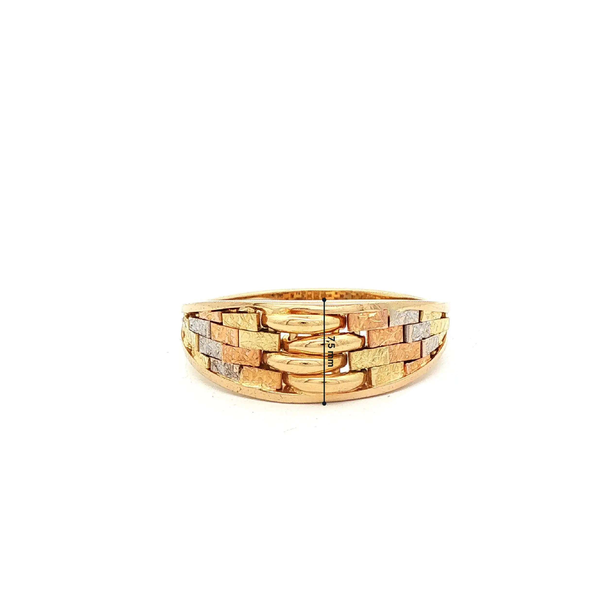 Ring Gelbgold mit Tricolor Elementen