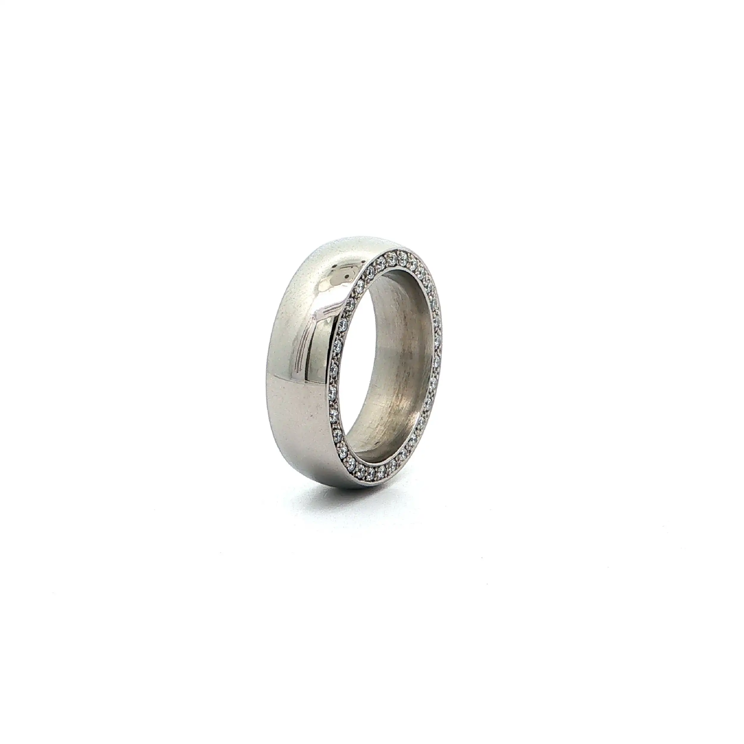 Ring Palladium mit Brillanten, graviert mit 0,60ct.