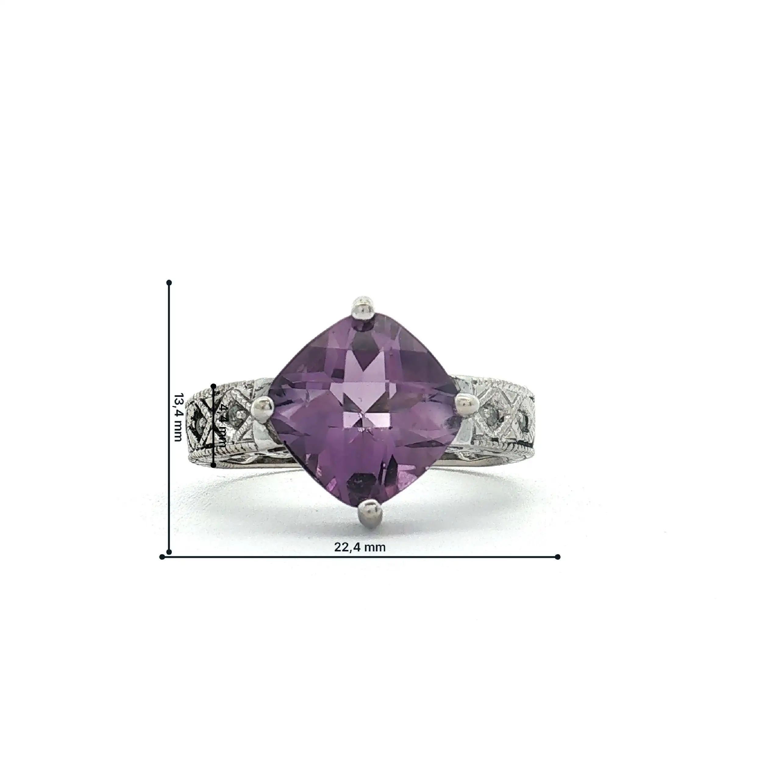 Ring Weißgold mit Diamanten und Amethyst Ring Weißgold mit Diamanten und Amethyst