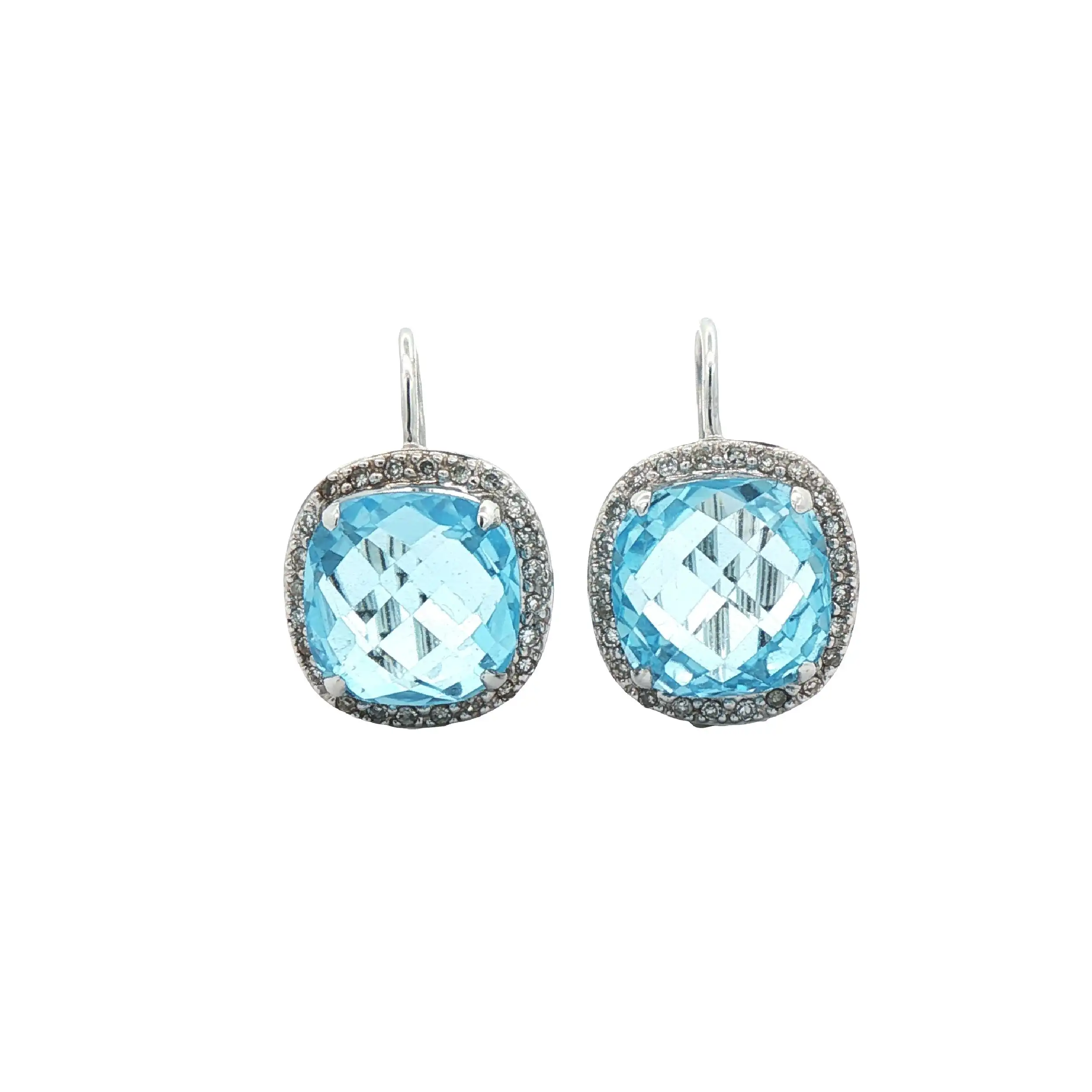 Ohrstecker Weißgold mit Blau Topas und Diamanten Ohrstecker Weißgold mit Blau Topas und Diamanten
