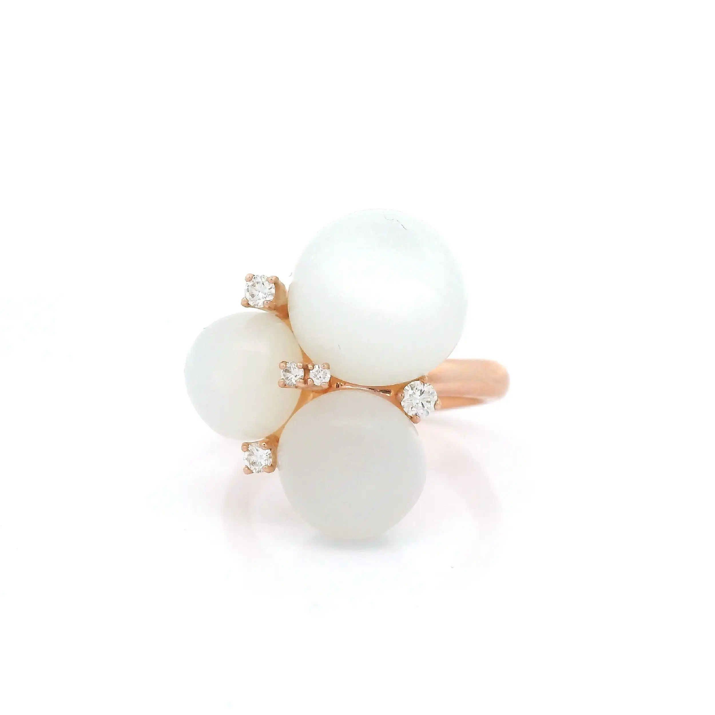 Ring Roségold mit Brillanten und Mondstein Cabochon mit 0,15ct graviert