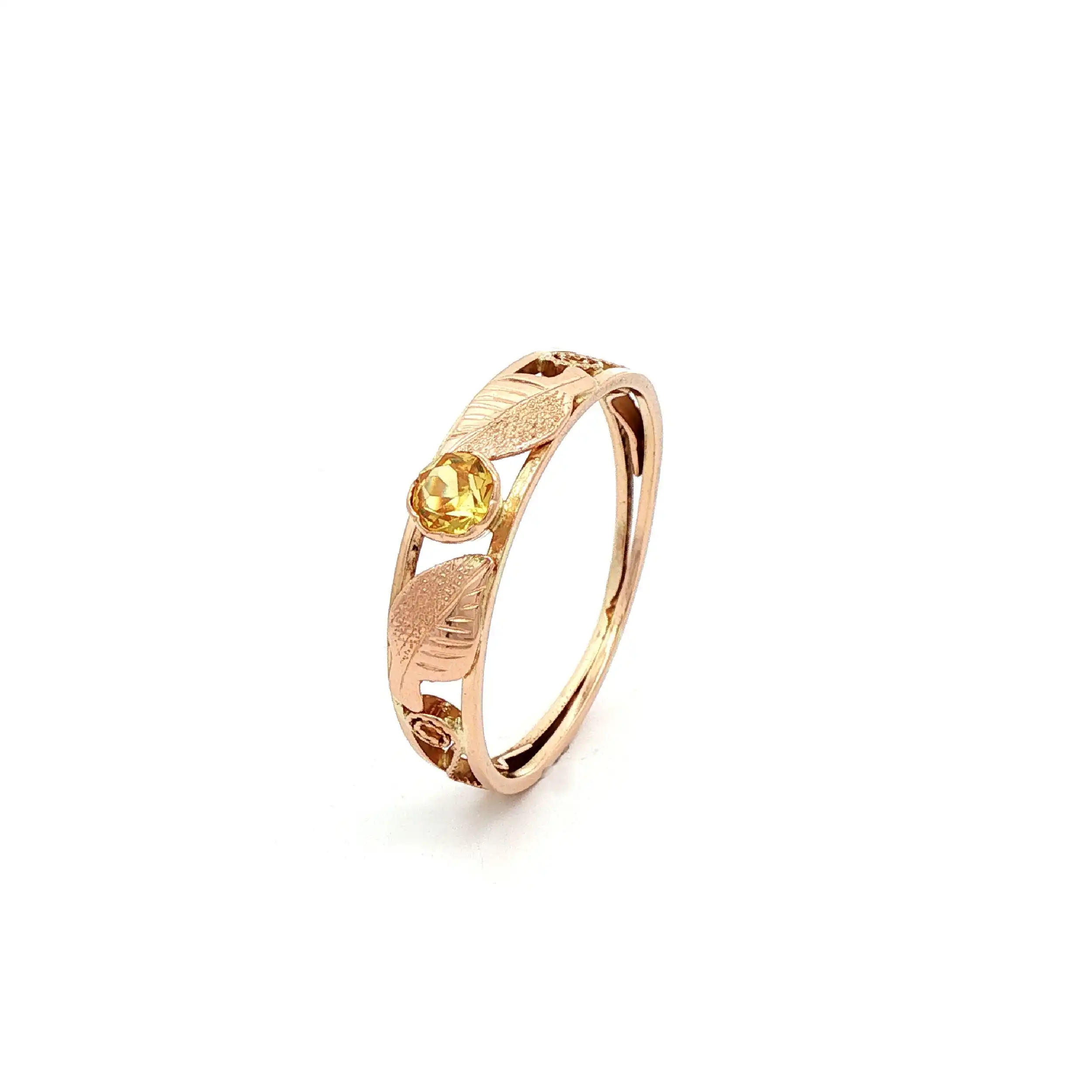 Ring Rotgold mit gelbem Farbstein