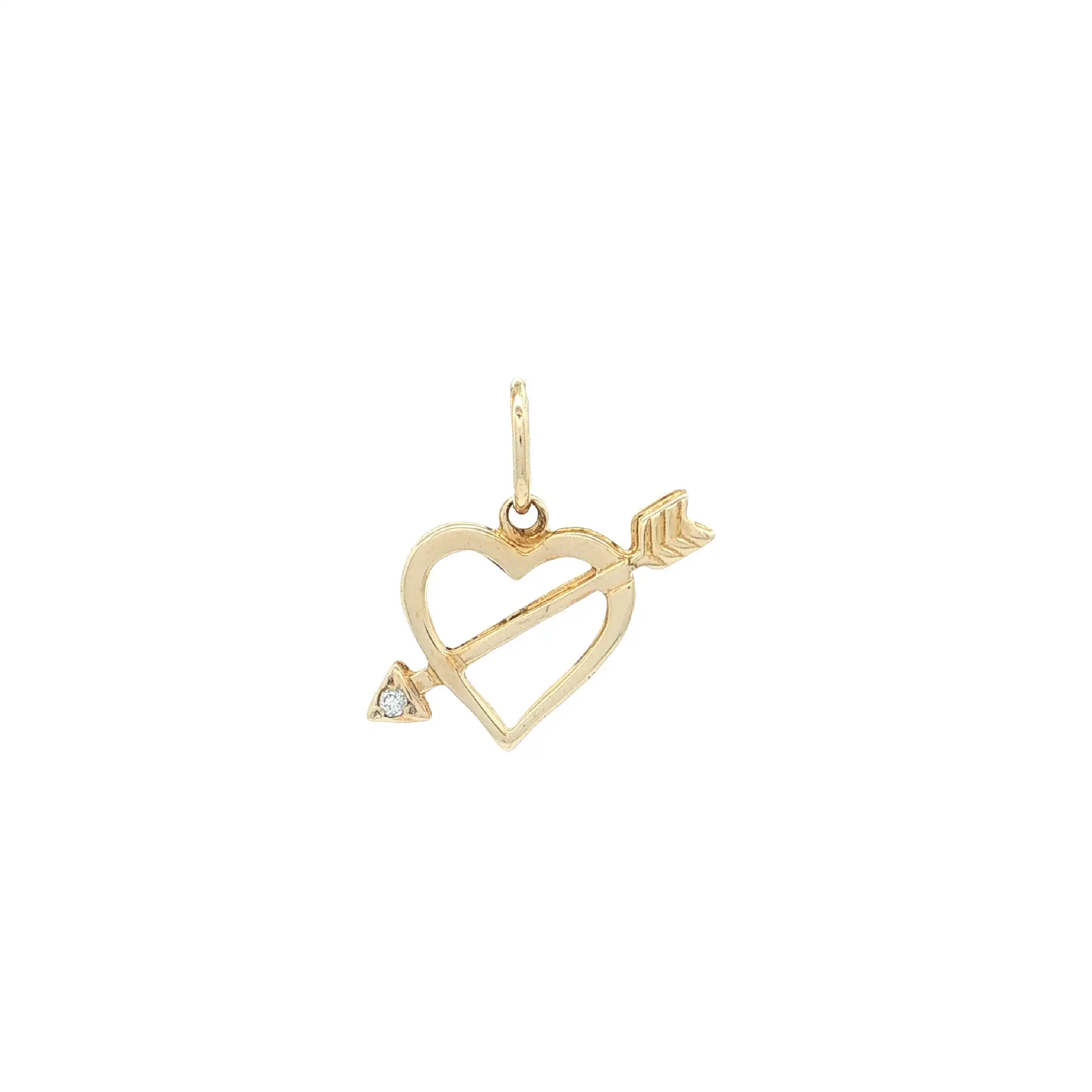 Herzanhänger Gelbgold mit Pfeil und Zirkonia