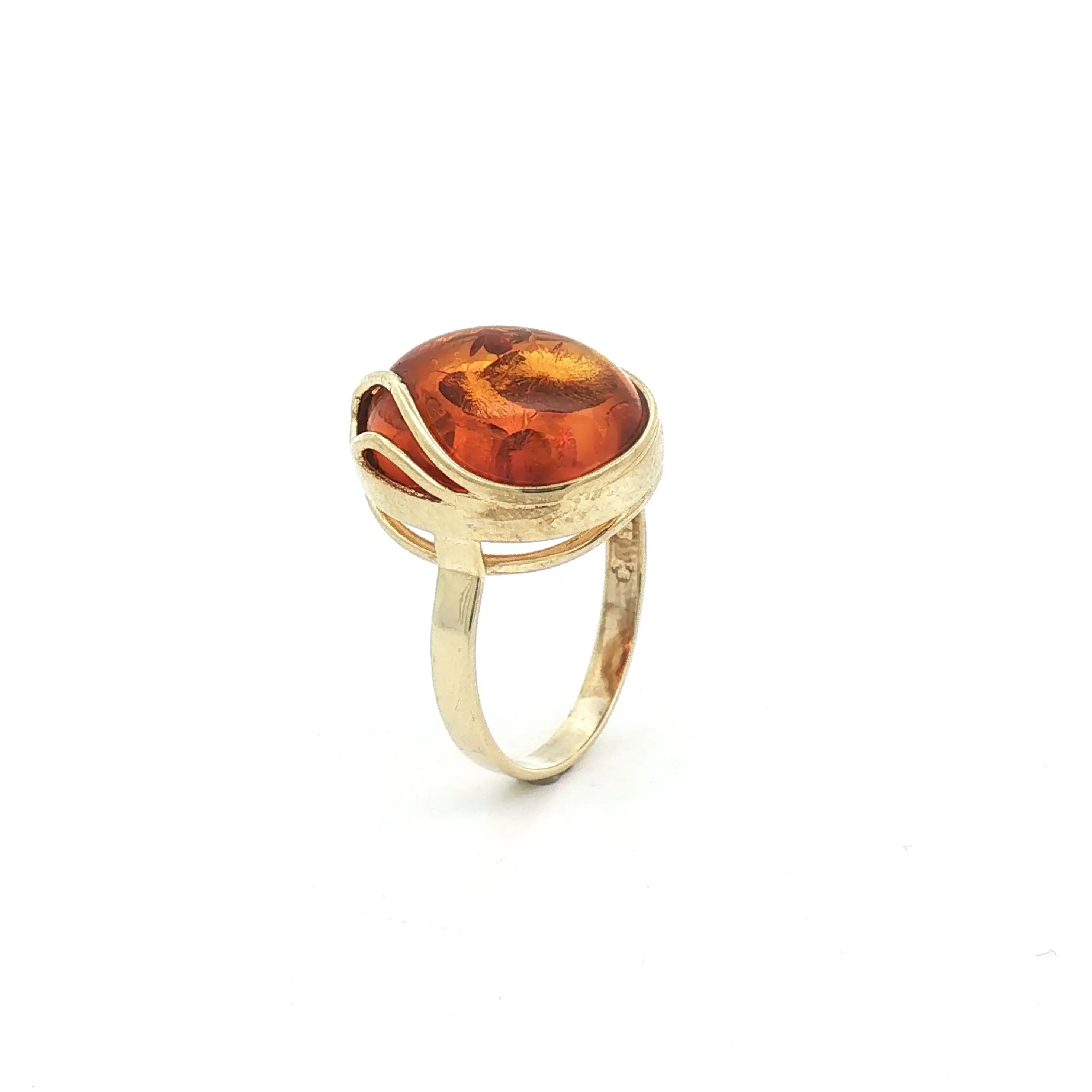 Ring Gelbgold mit Bernstein Cabochon