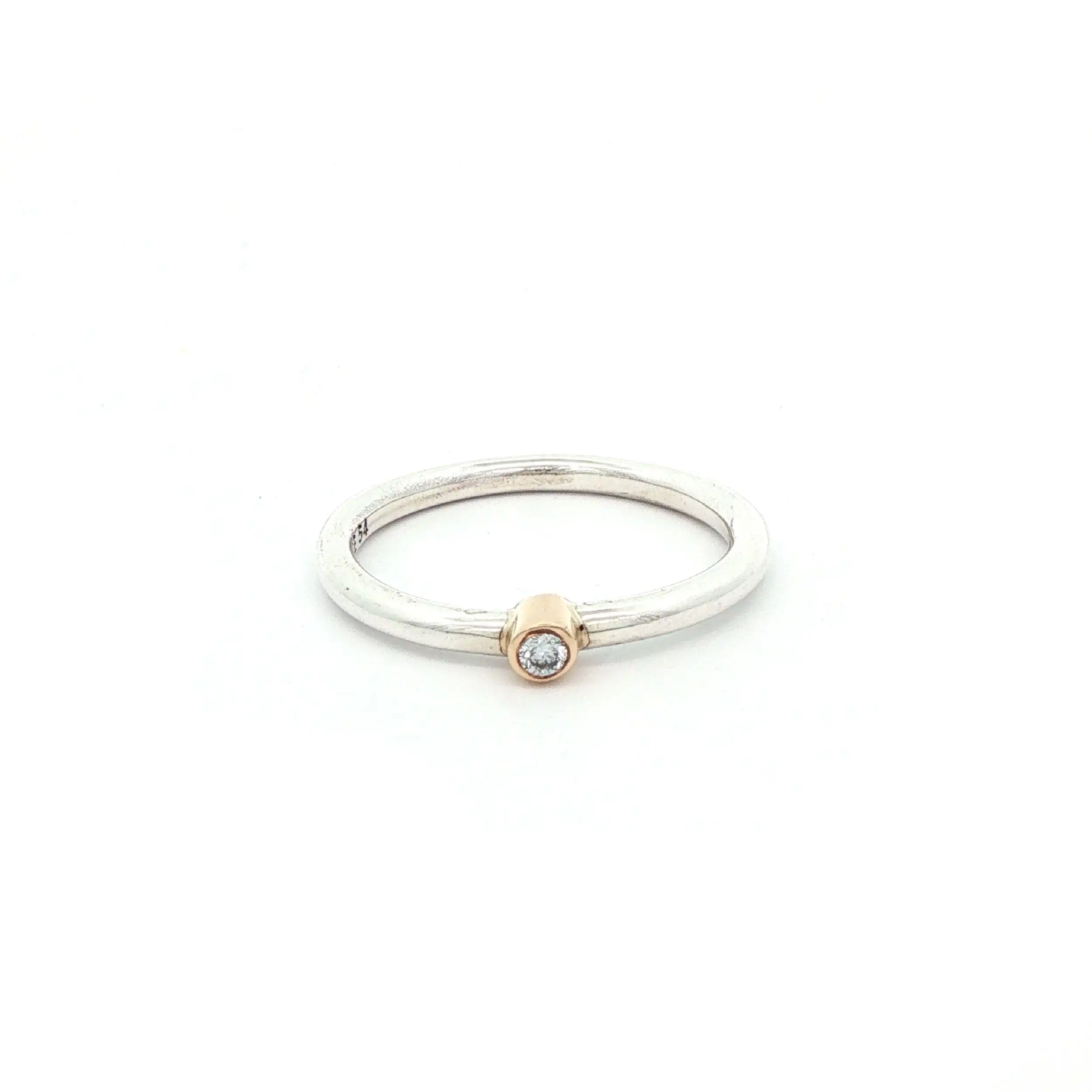 Ring Silber mit Goldfassung (585) mit Brillant Pandora