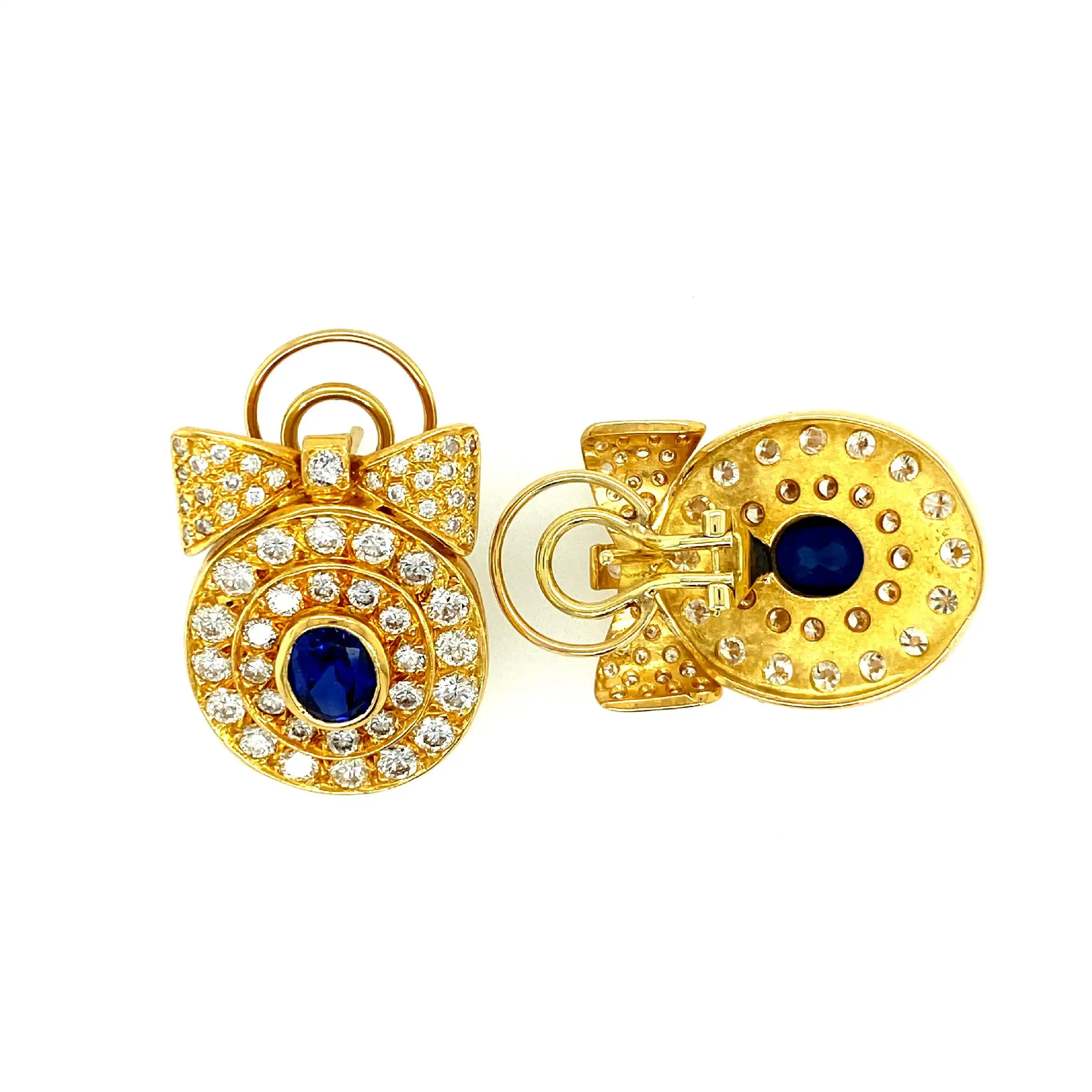 Ohrclips Gelbgold mit Saphir und Brillanten Ohrclips Gelbgold mit Saphir und Brillanten