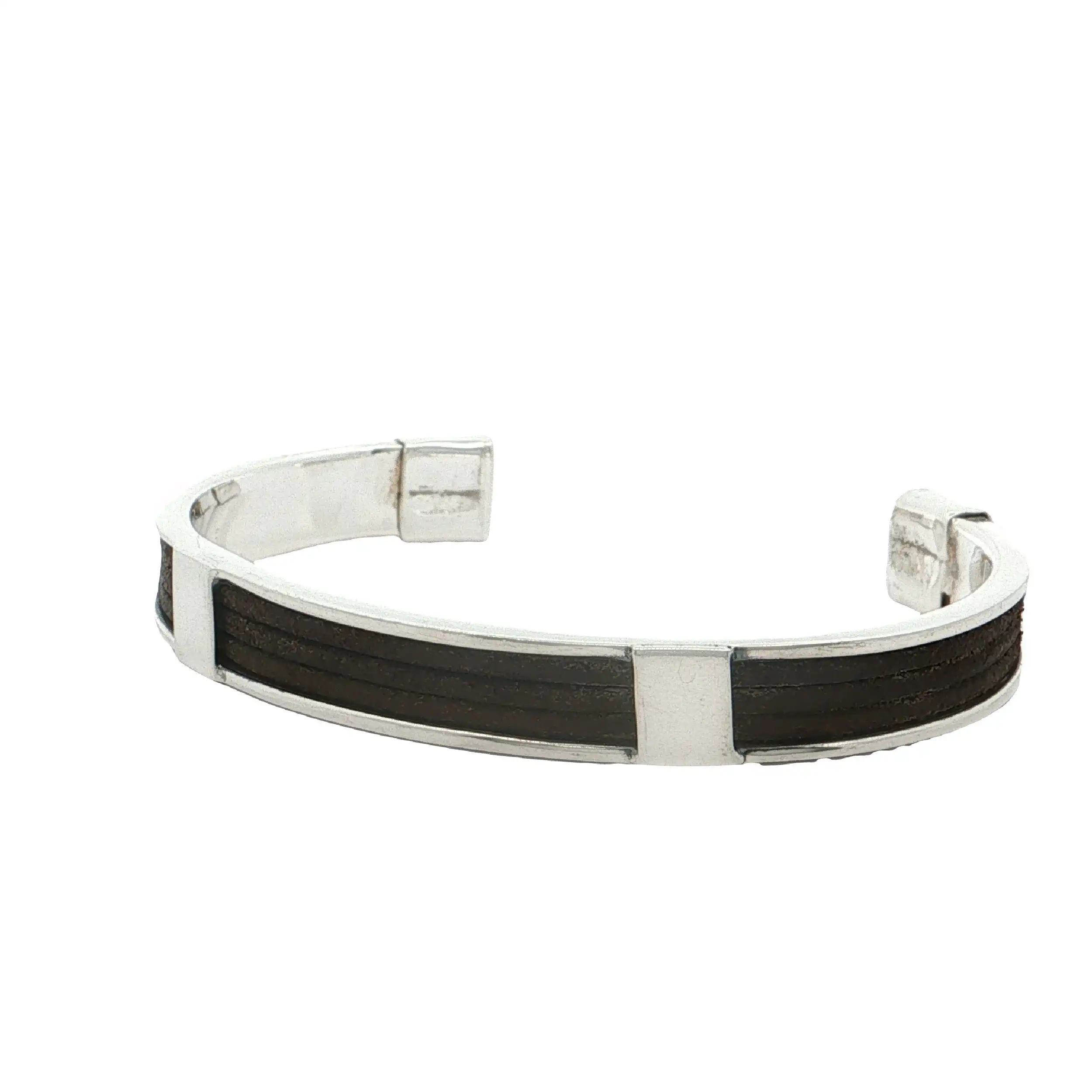 Armreif Silber mit Lederelementen Armreif Silber mit Lederelementen