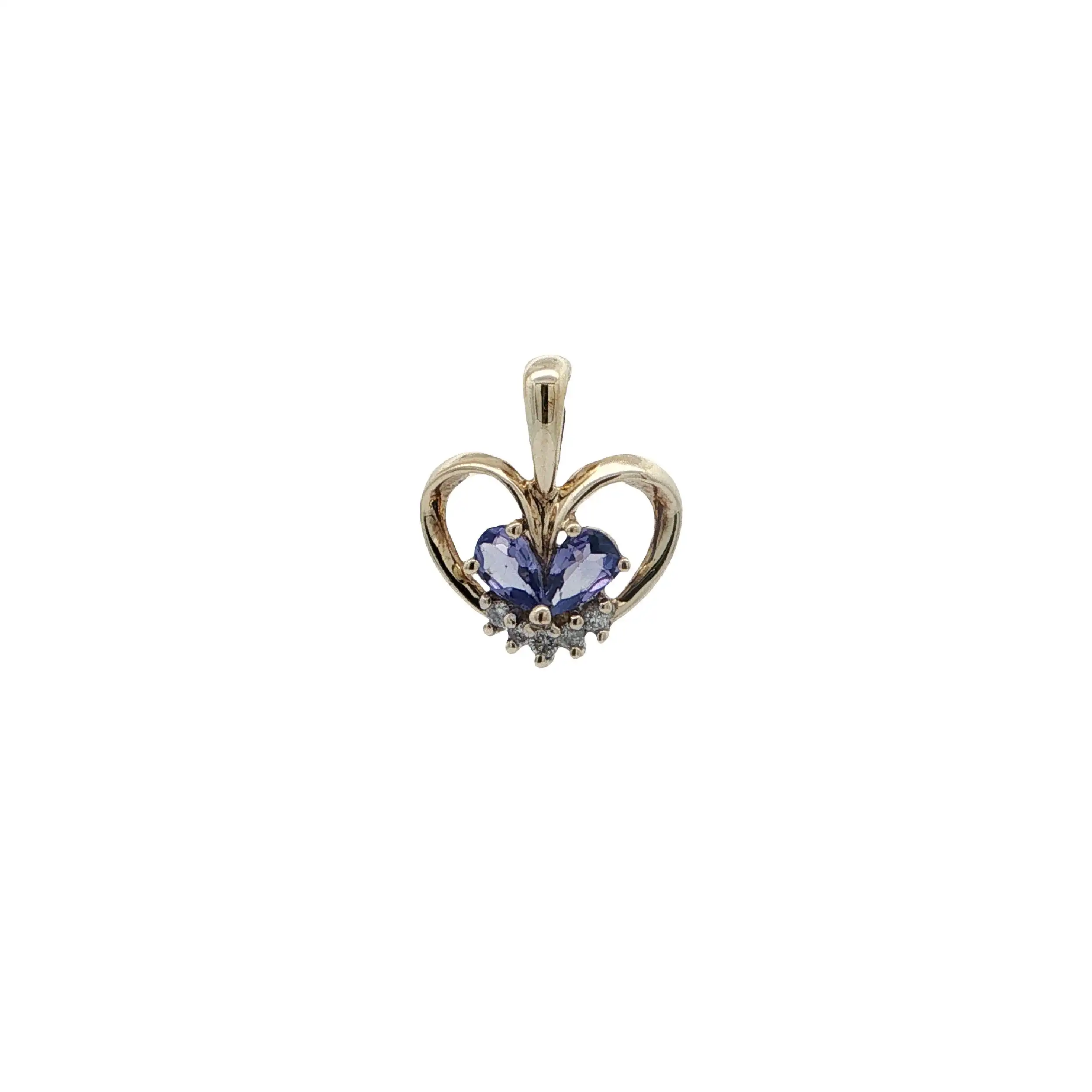 Anhänger Gelbgold Herz mit lila-blauen Farbsteinen & Zirkonia Anhänger Gelbgold Herz mit lila-blauen Farbsteinen & Zirkonia