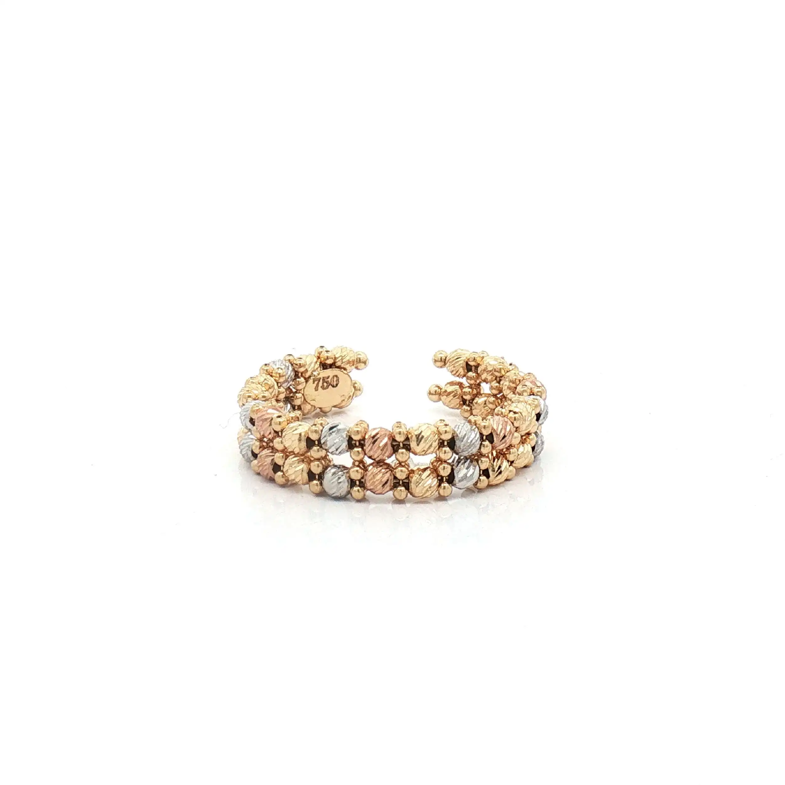 Ring Tricolor mit diamantierten Kugeln
