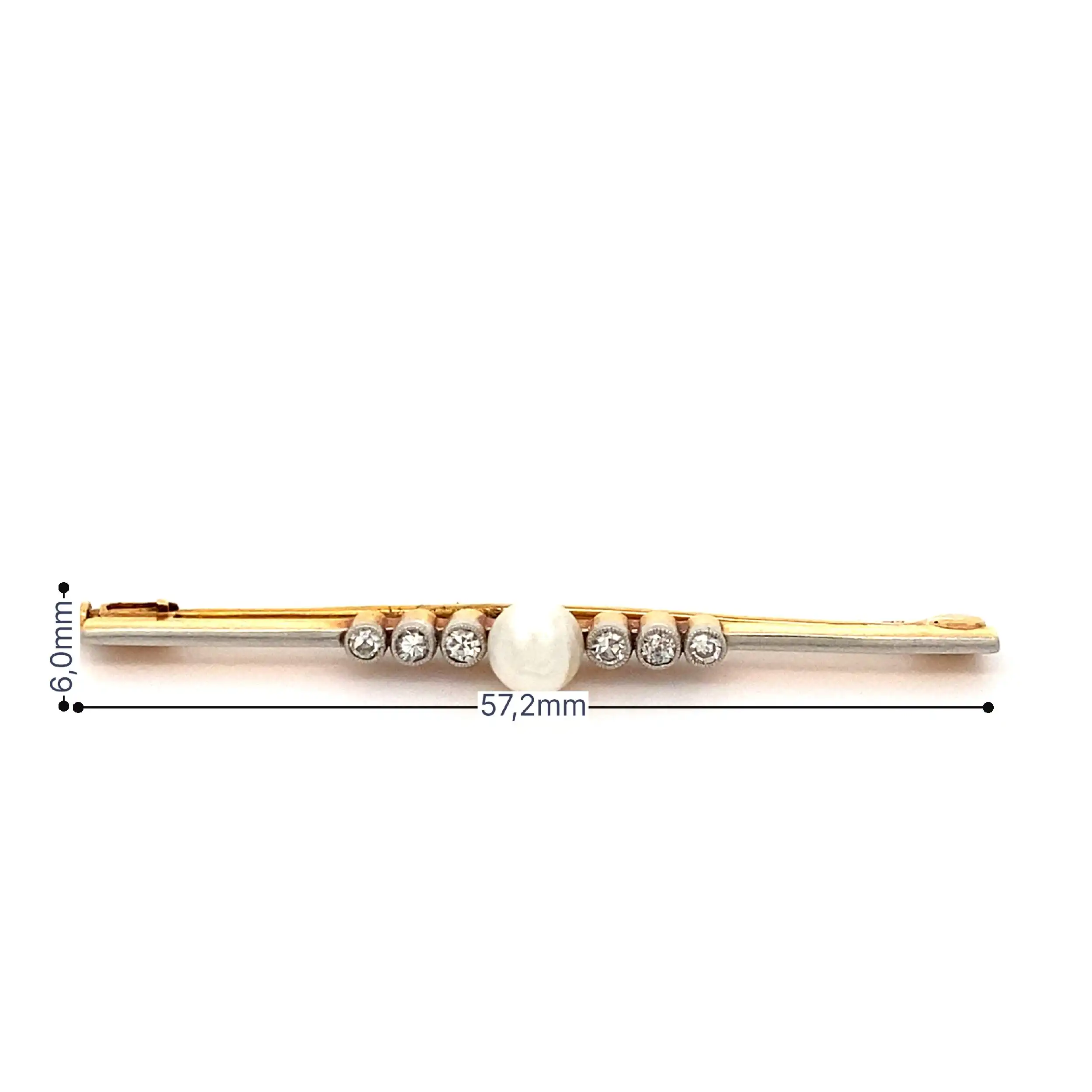 Brosche/ Nadel Bicolor mit Perle und Diamanten Brosche/ Nadel Bicolor mit Perle und Diamanten