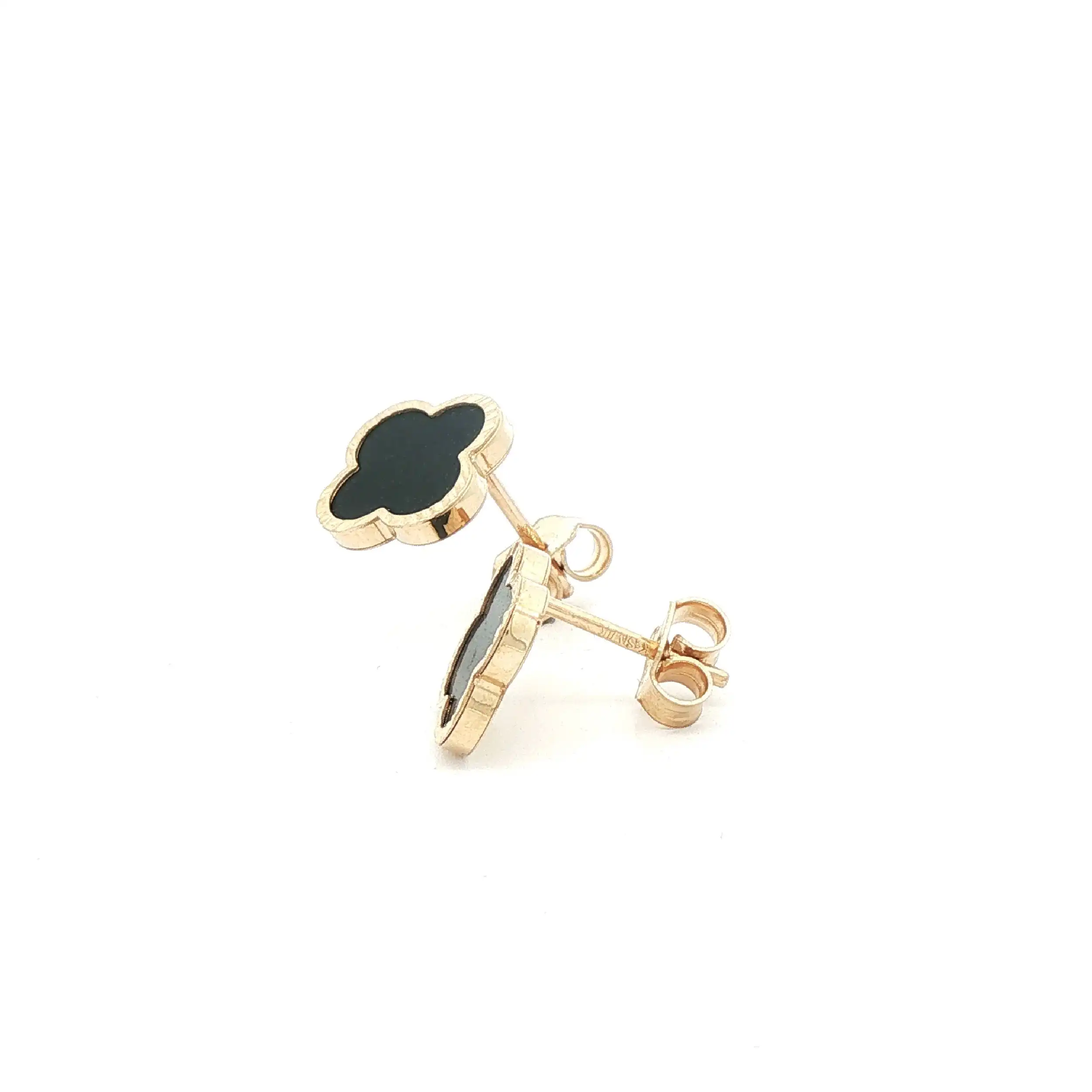 Ohrstecker Gelbgold "Blume mit Onyx"