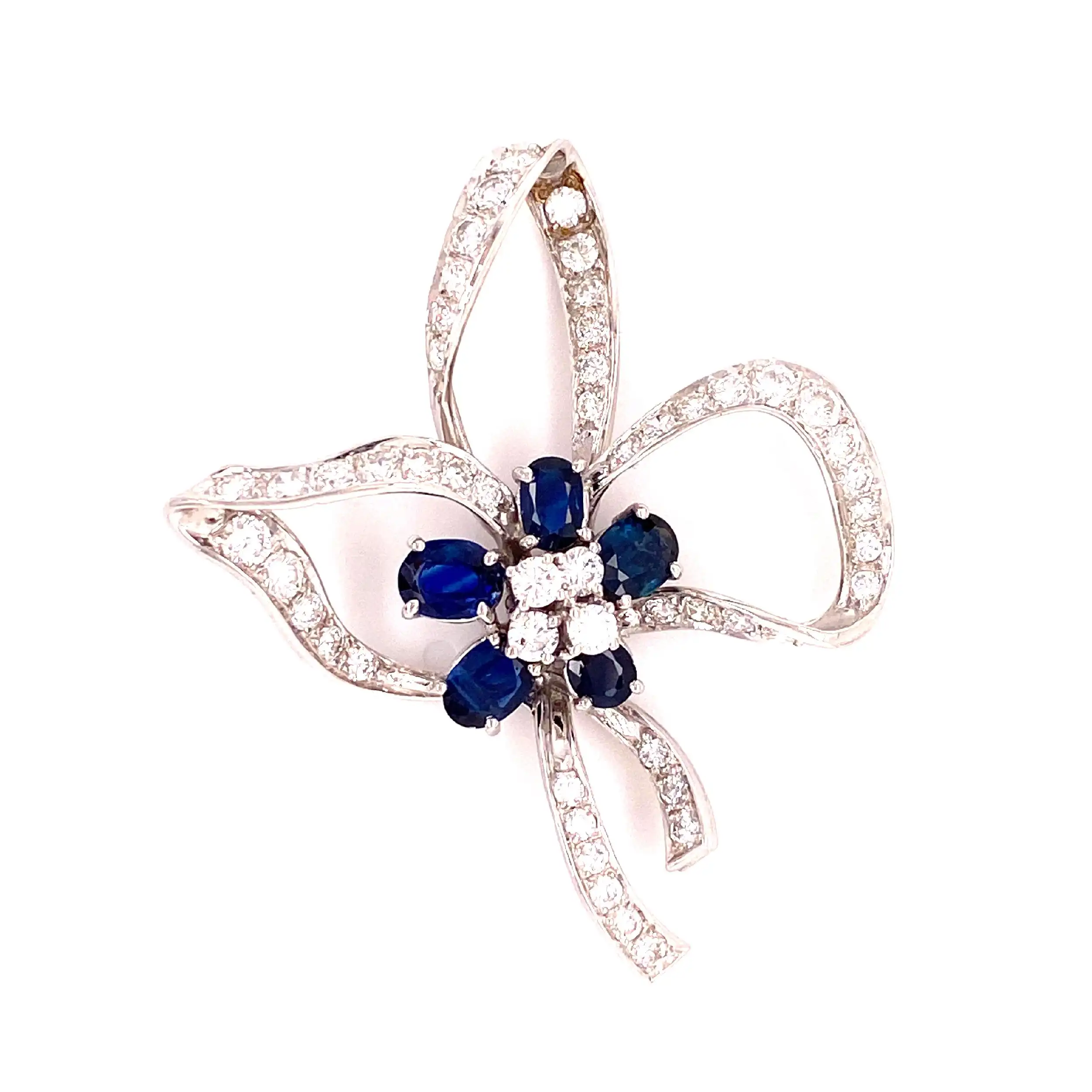 Anhänger Weißgold mit synthetischen Saphiren und Brillanten, graviert mit 2,31ct Anhänger Weißgold mit synthetischen Saphiren und Brillanten, graviert mit 2,31ct