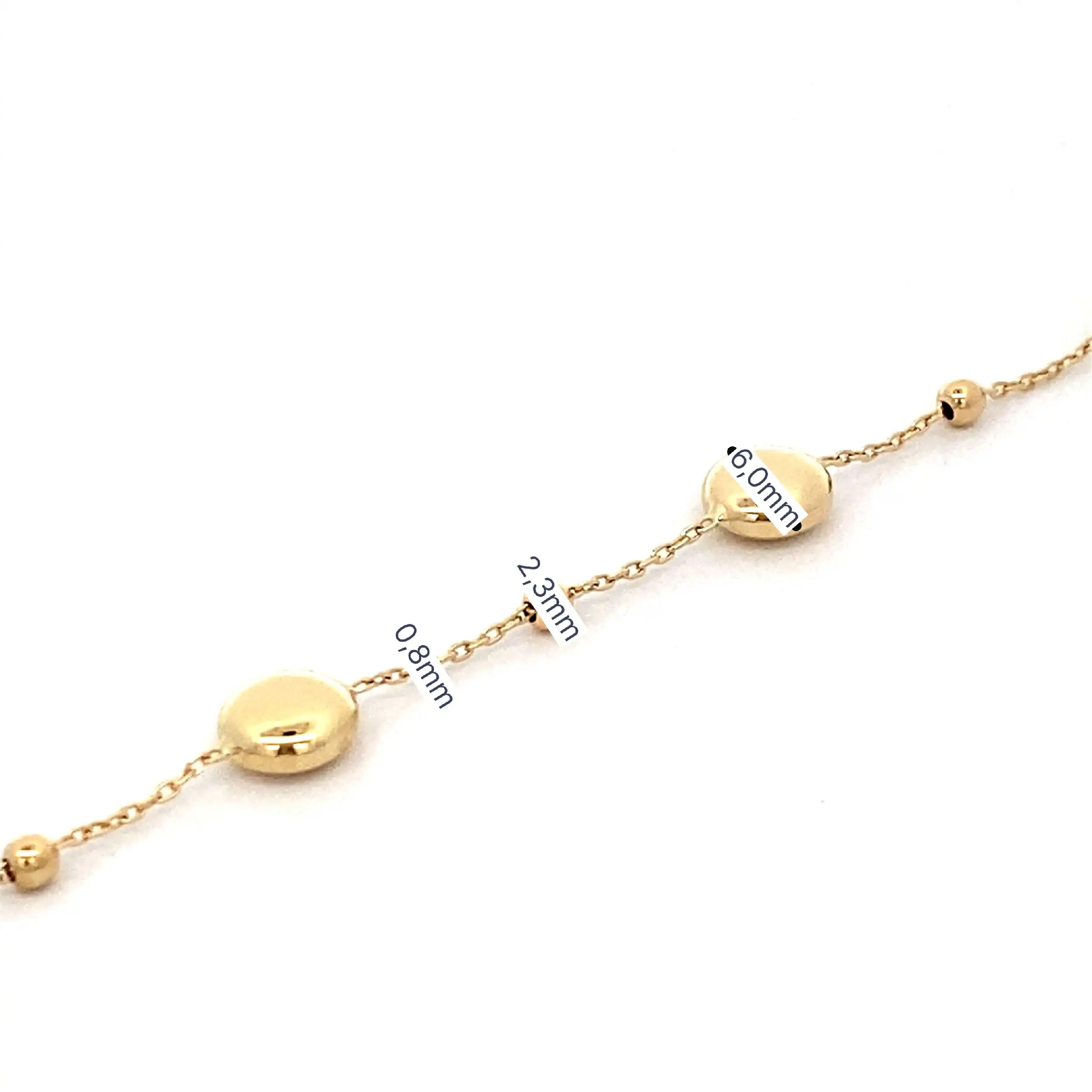 Ankerarmband mit Kugeln und Linsen Gelbgold Ankerarmband mit Kugeln und Linsen Gelbgold