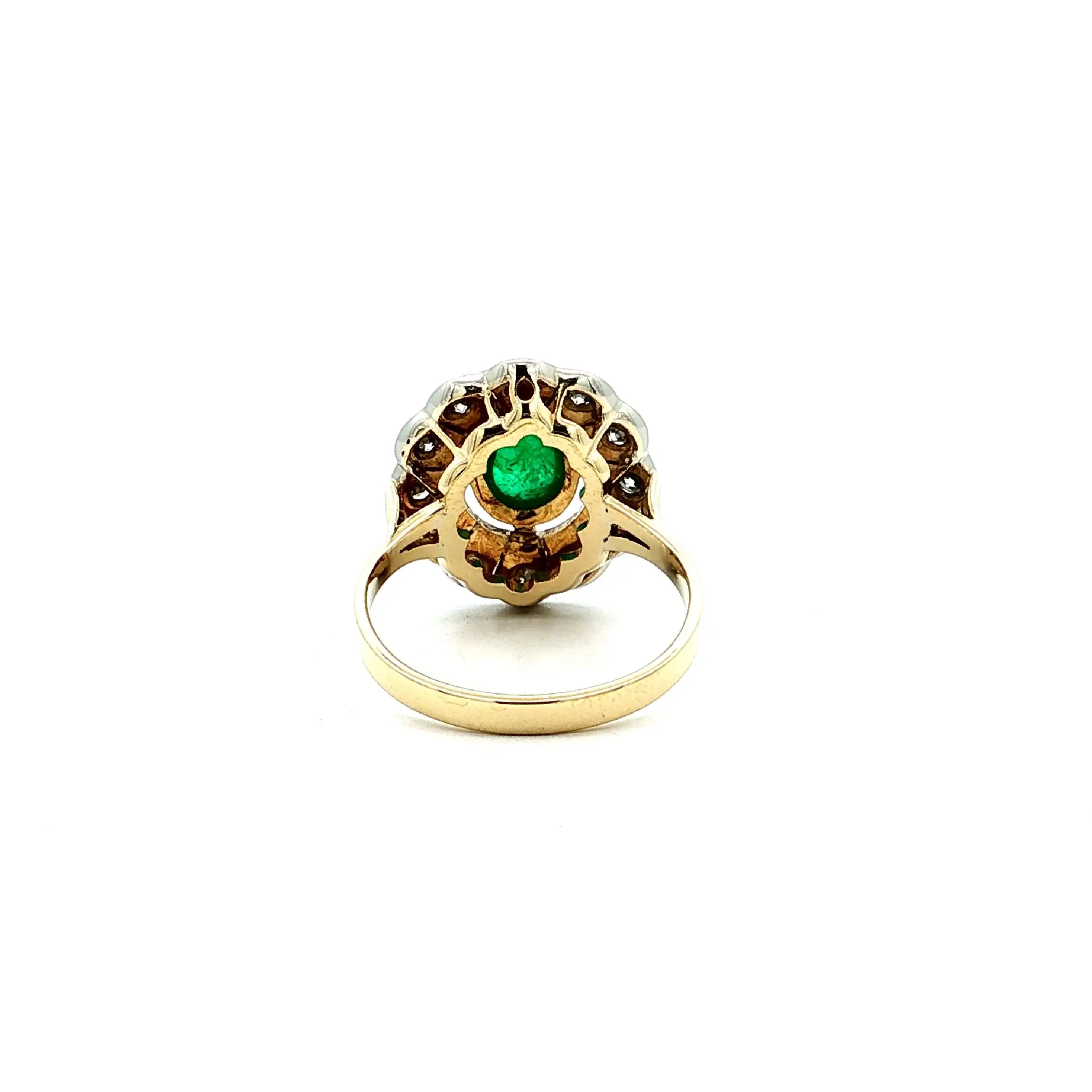 Ring Bicolor mit Smaragd Cabochon & Brillanten Ring Bicolor mit Smaragd Cabochon & Brillanten