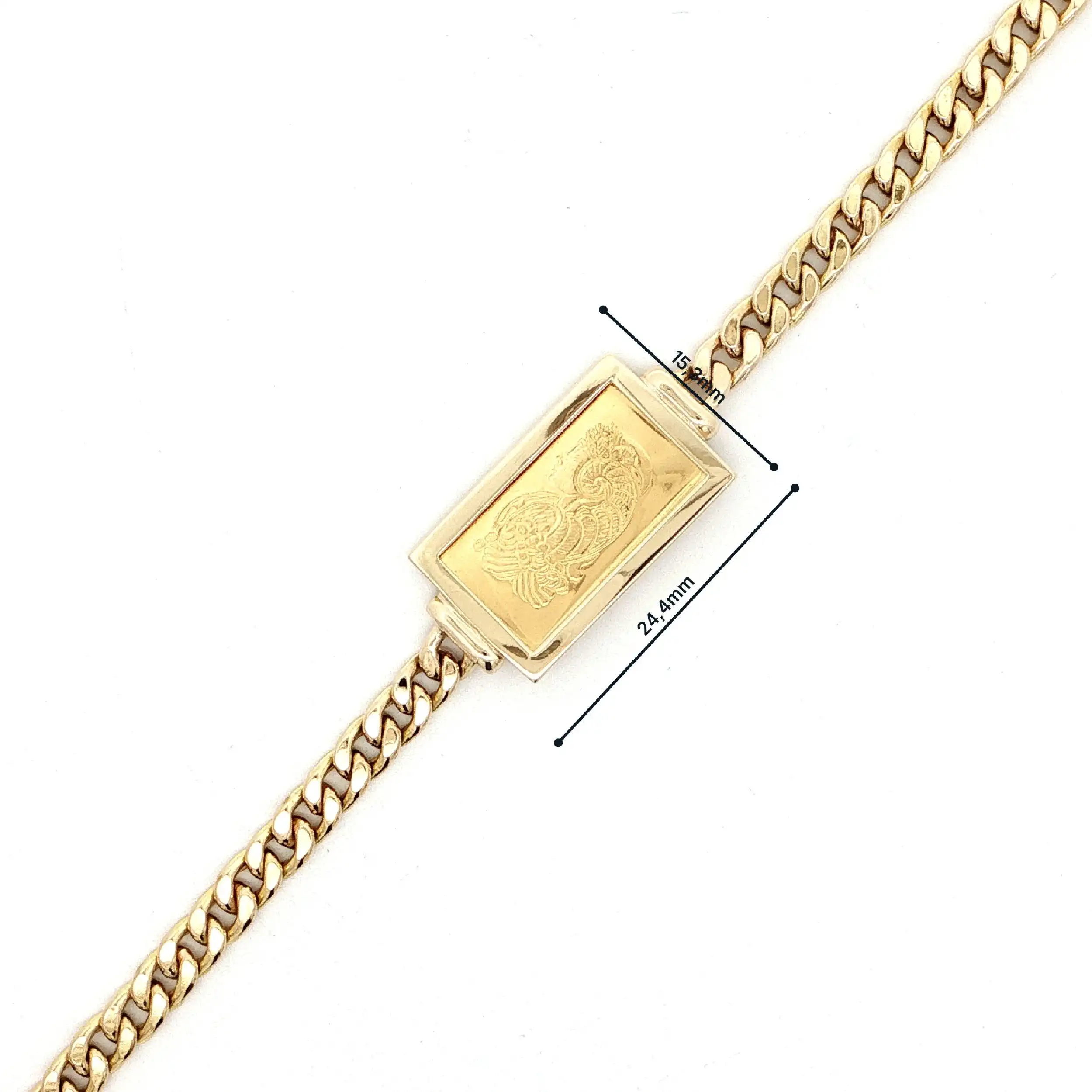 Panzerarmband Gelbgold hohl mit Barren Fine Gold