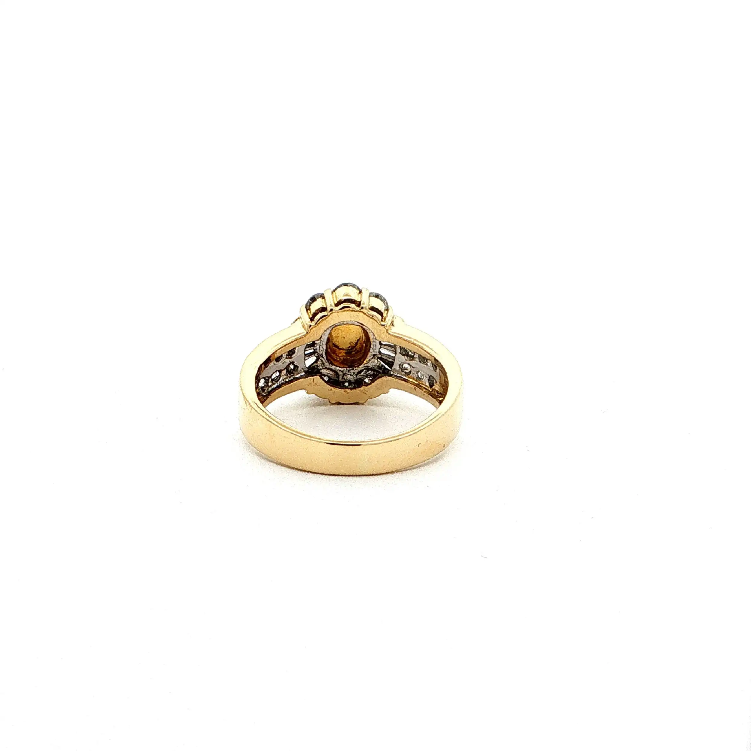 Ring Gelbgold mit Jade, Brillanten & Baguette-Diamanten
