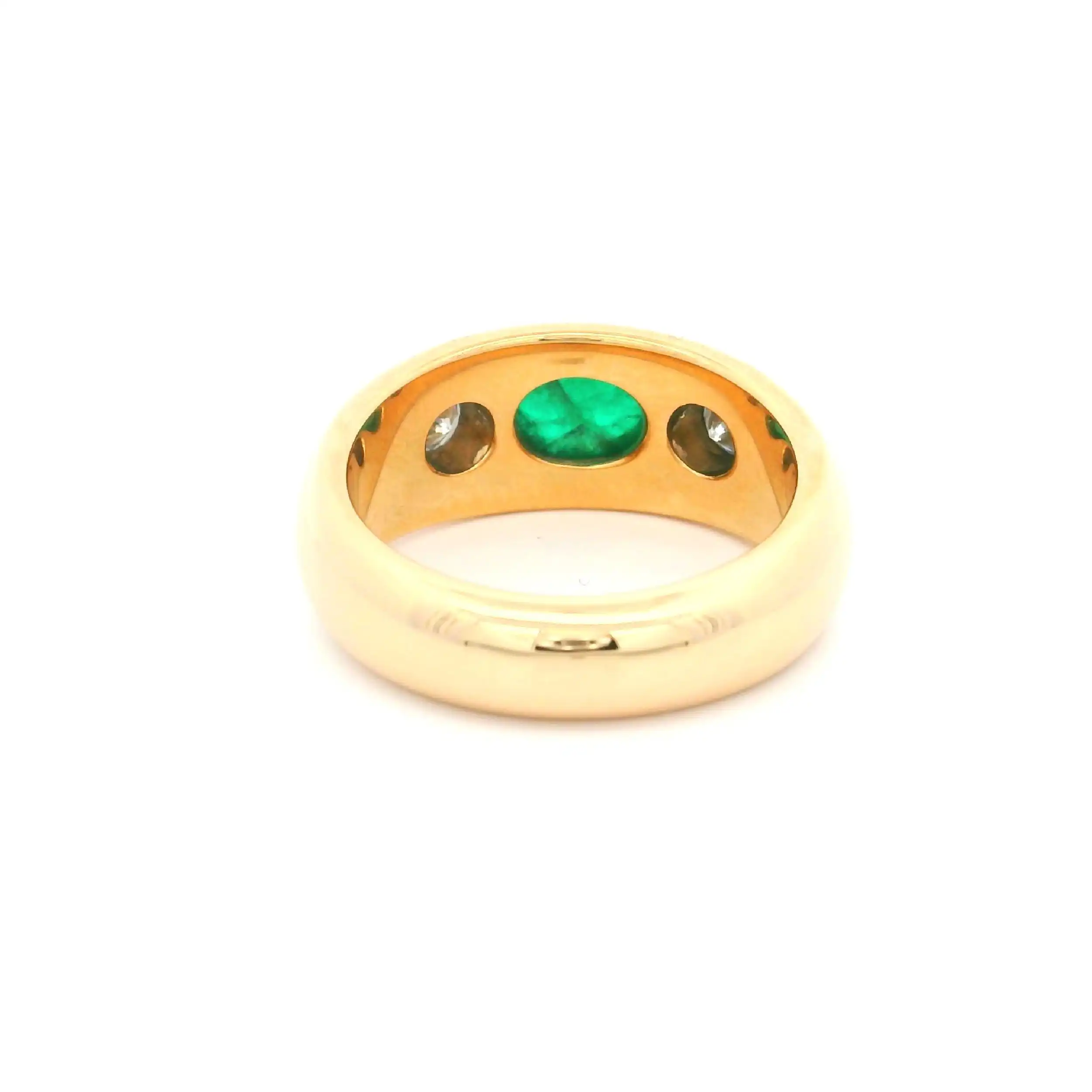 Ring Gelbgold mit Smaragd Cabochon und 2 Brillanten