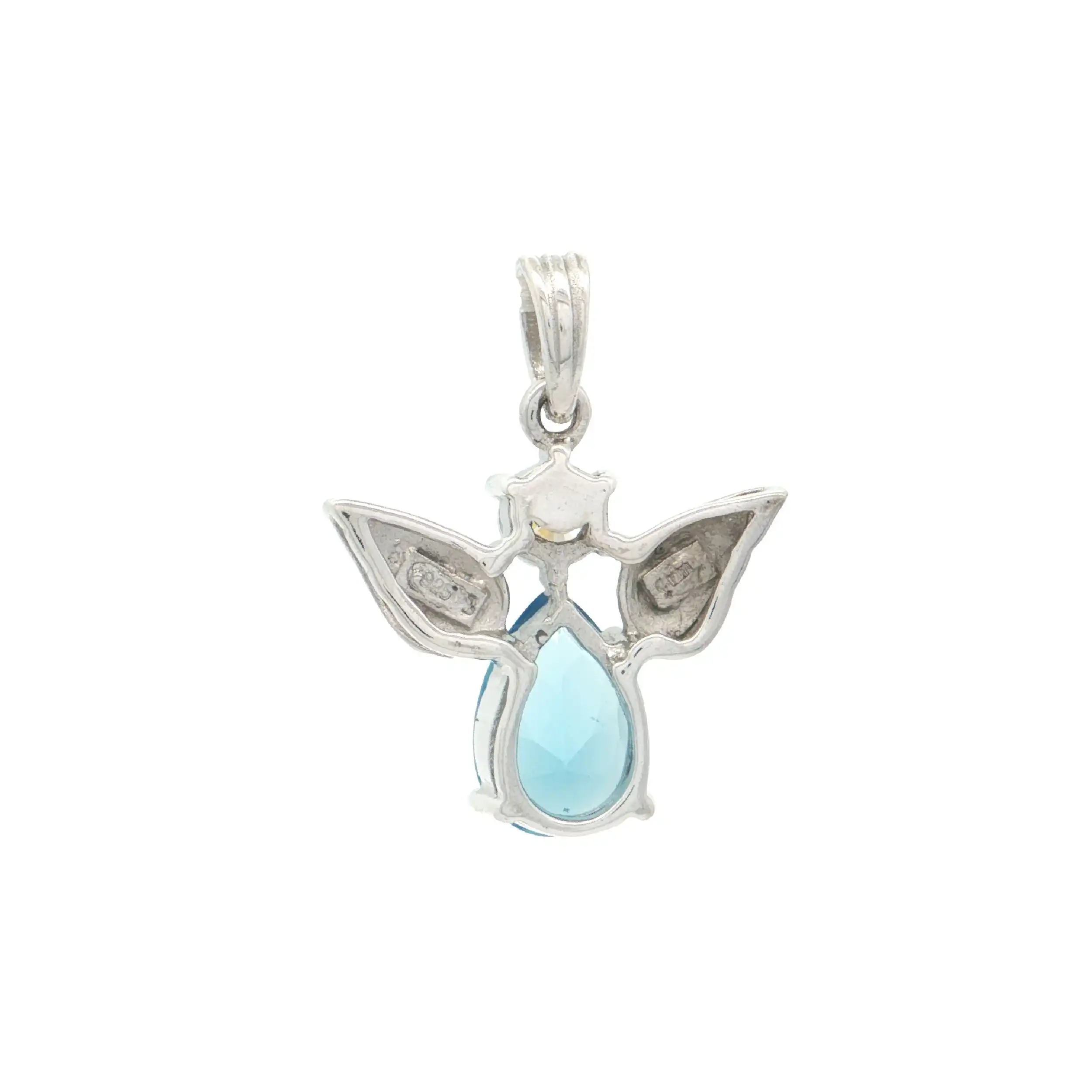 Anhänger Silber "Engelchen" mit Zirkonia und blauem Glasstein Anhänger Silber "Engelchen" mit Zirkonia und blauem Glasstein