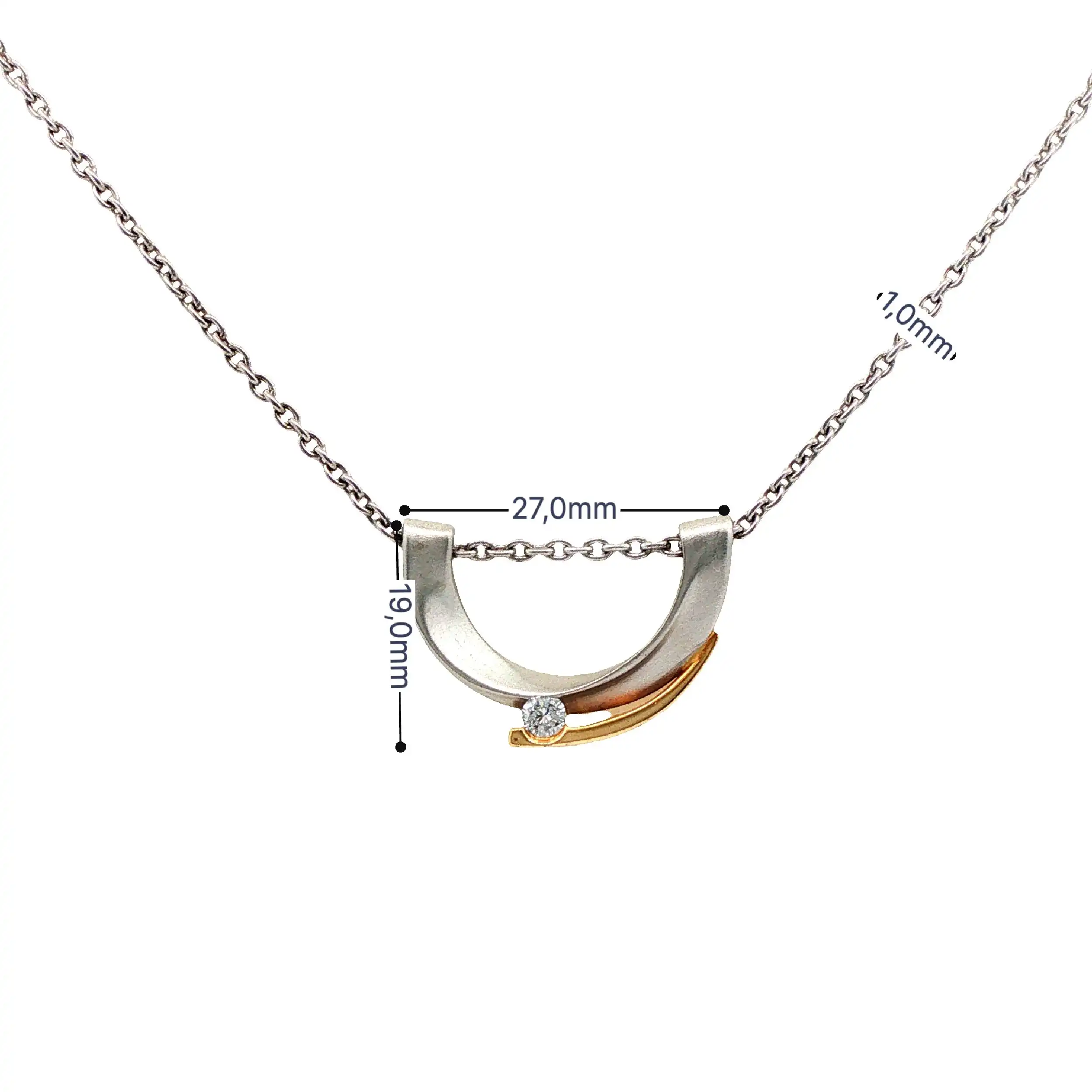 Collier Platin mit Anhänger Bicolor mit Brillanten