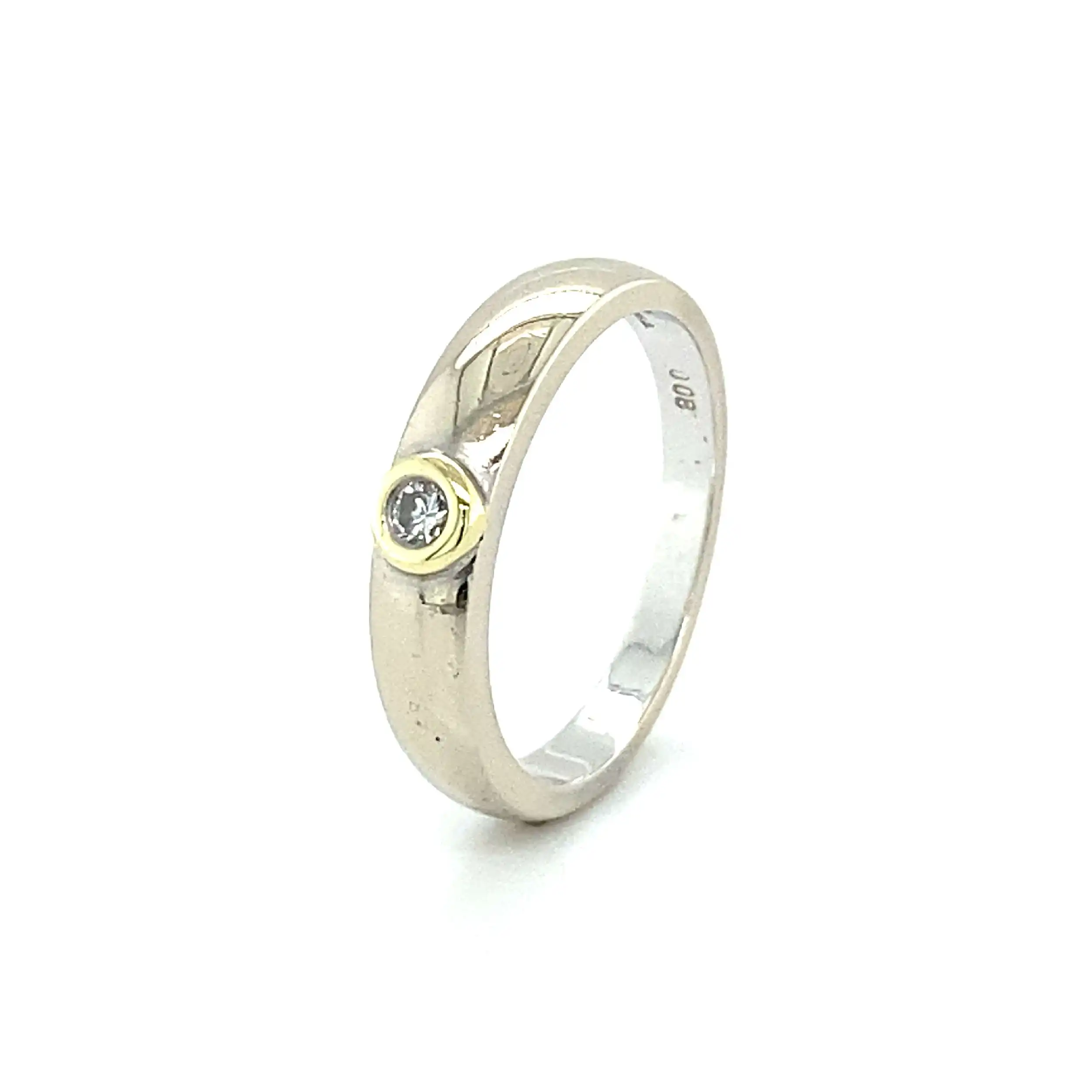 Ring Bicolor mit Brillant, graviert mit 0,08ct Ring Bicolor mit Brillant, graviert mit 0,08ct