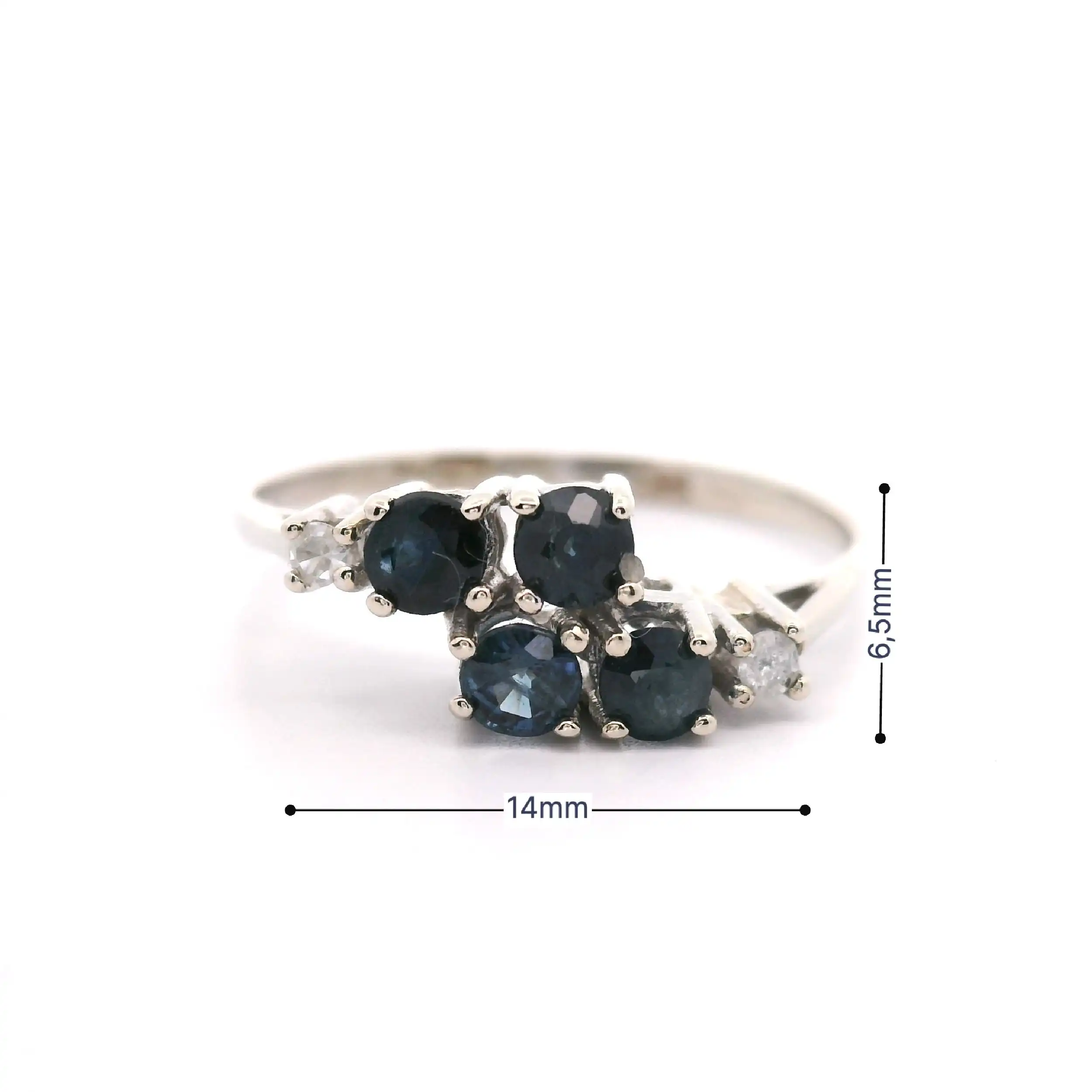 Ring Weißgold mit Diamanten und blauen Steinen